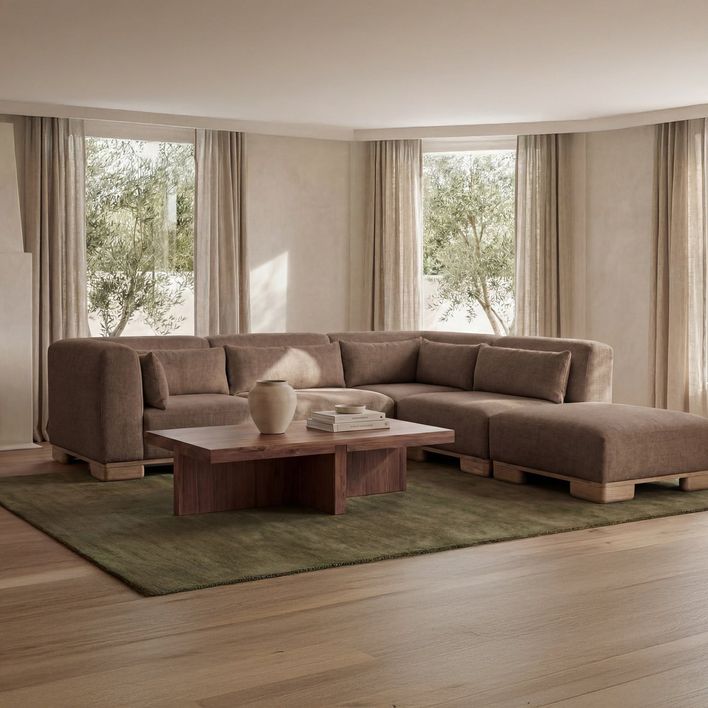 June Dark Brown Ottoman - Ornate Home