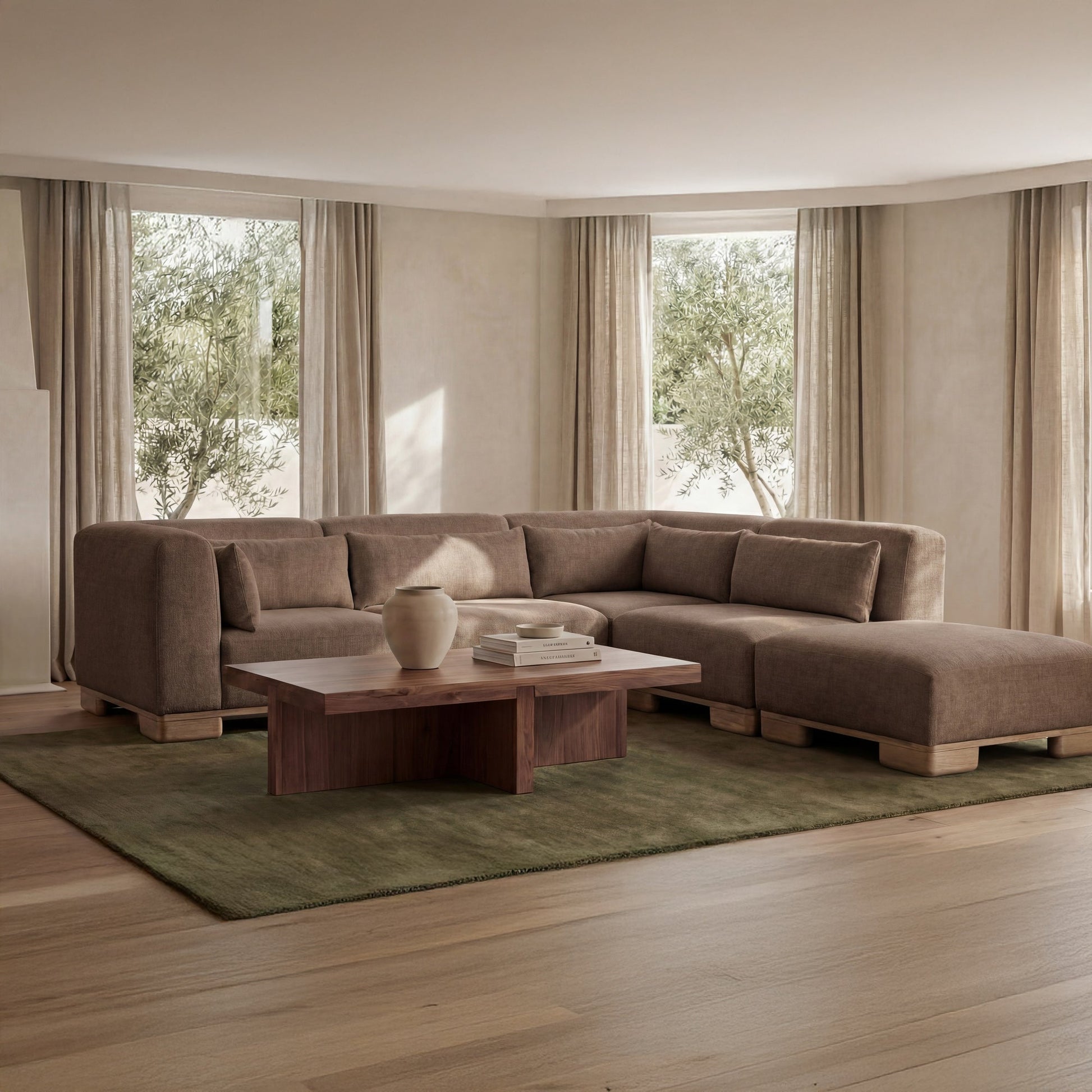 June Dark Brown Ottoman - Ornate Home