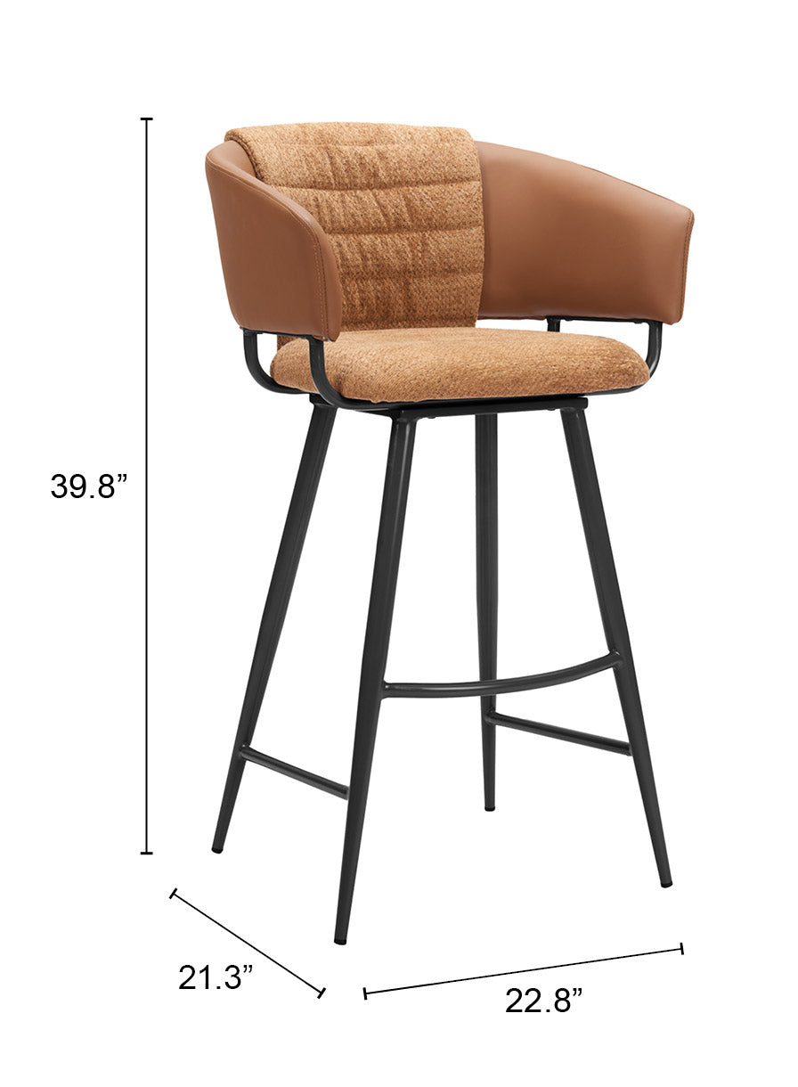 Juno Brown Barstool (Set of 2) - Ornate Home