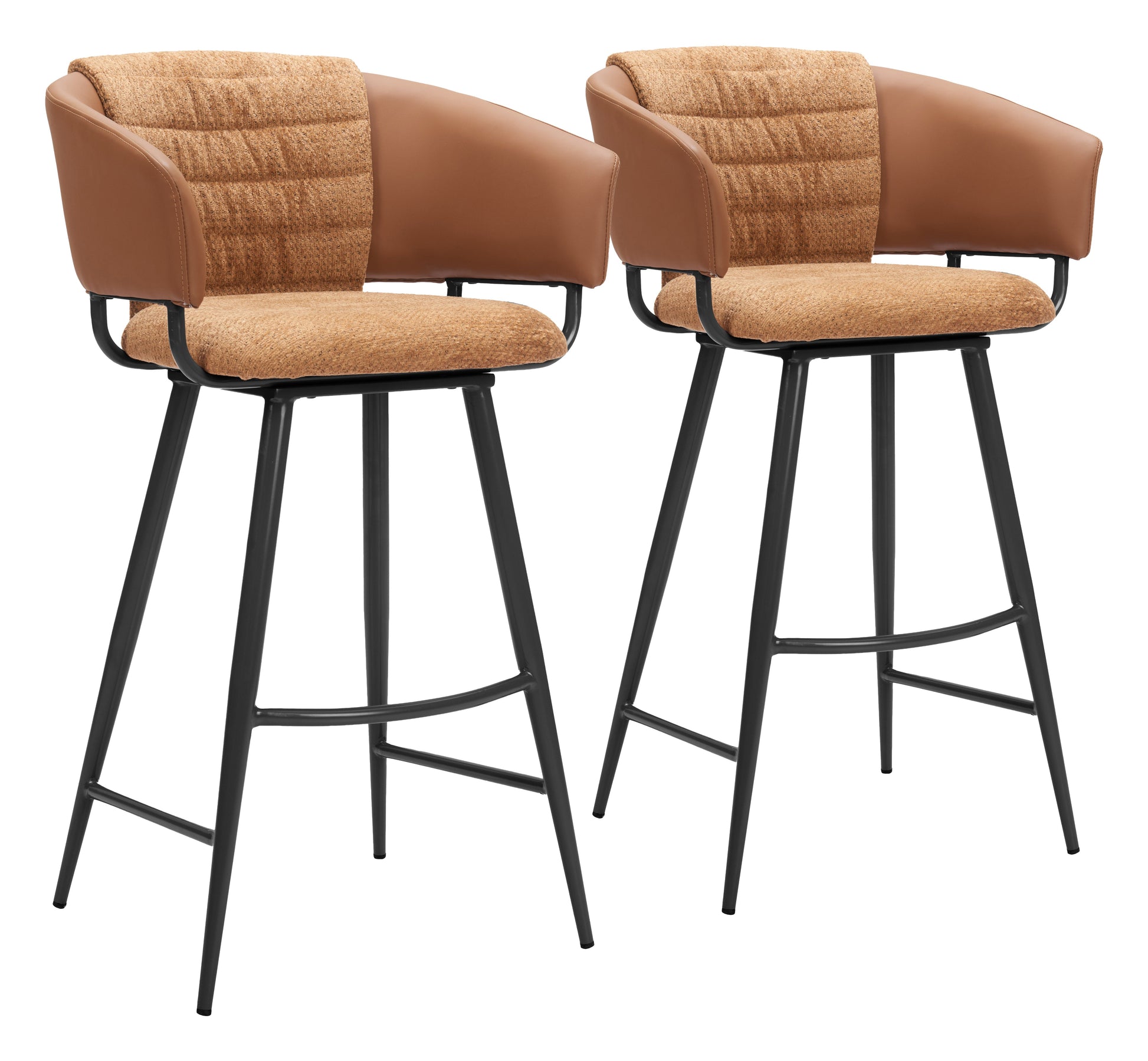 Juno Brown Barstool (Set of 2) - Ornate Home