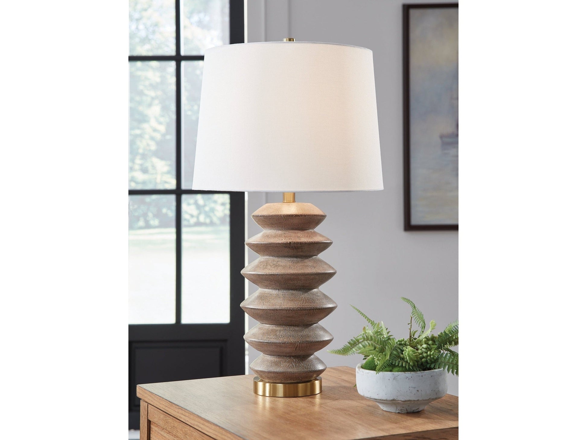 Jyllyard Brown/Gold Finish Poly Table Lamp- Viva Furn