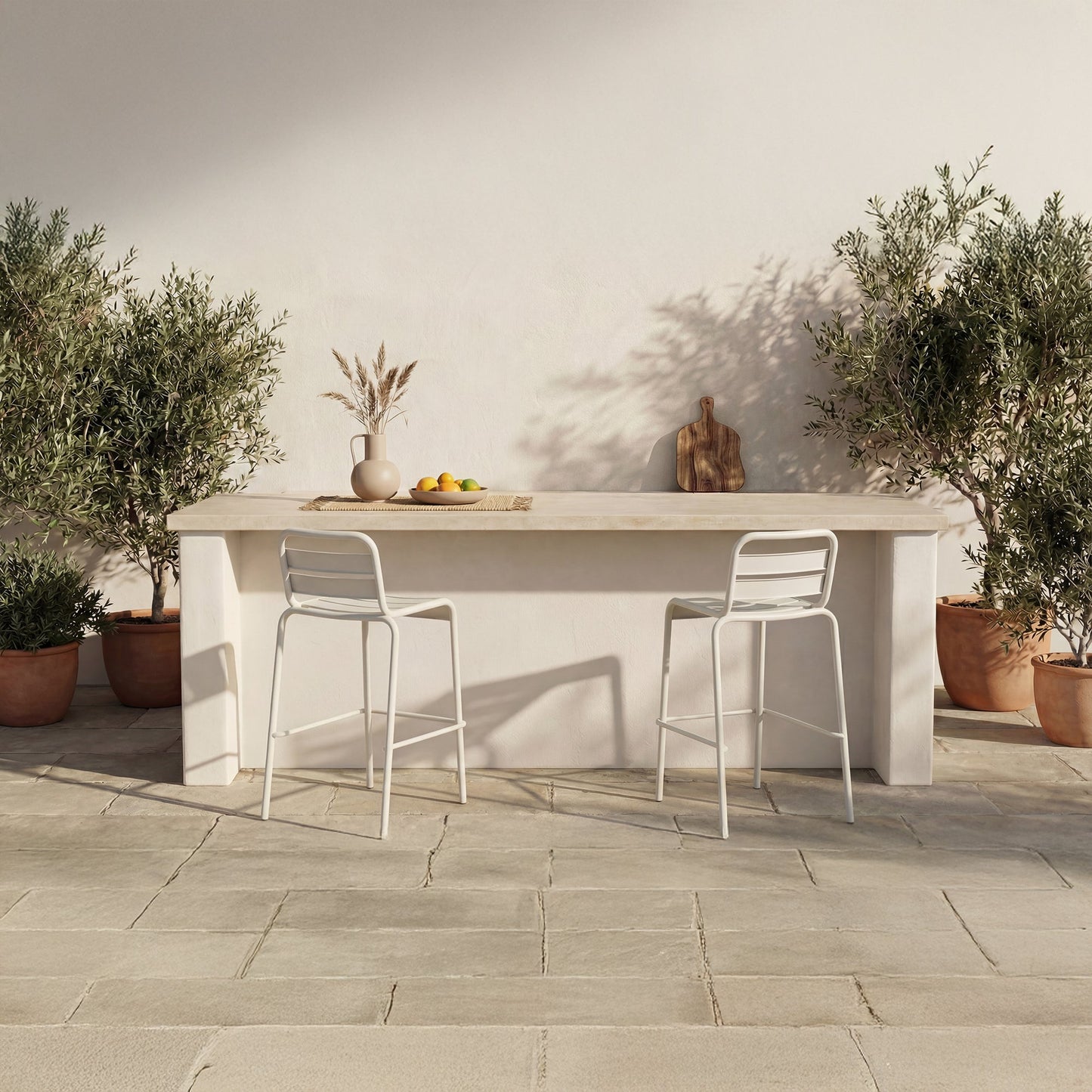 Kade White Outdoor Bar Stool (Set of 2) - Ornate Home