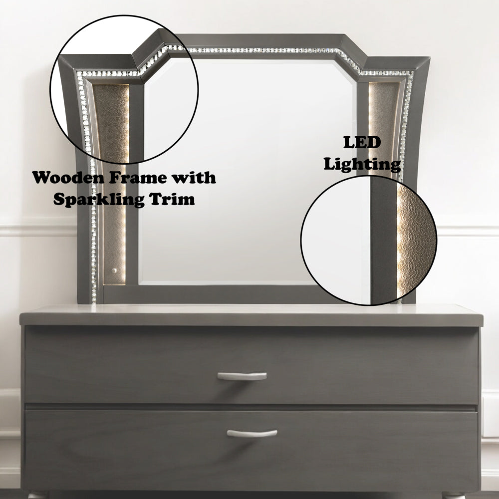 Kaitlyn Metallic Gray Mirror - Ornate Home