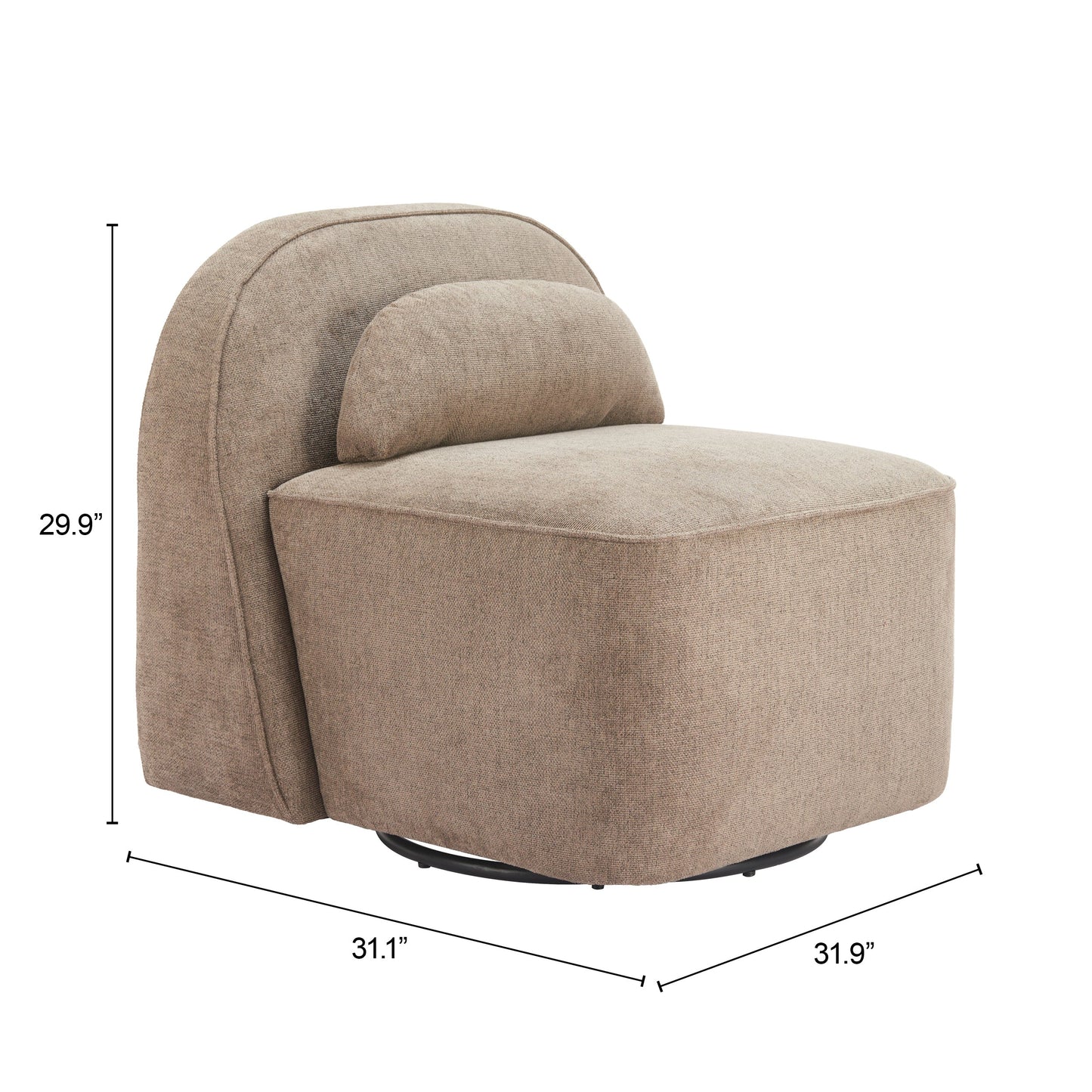 Kakao Olive Brown Swivel Chair - Ornate Home
