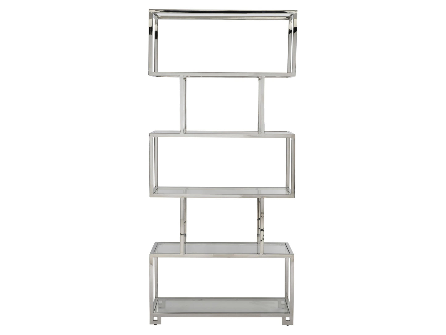 Kaley Polished Stainless Steel/Clear Etagere - Ornate Home