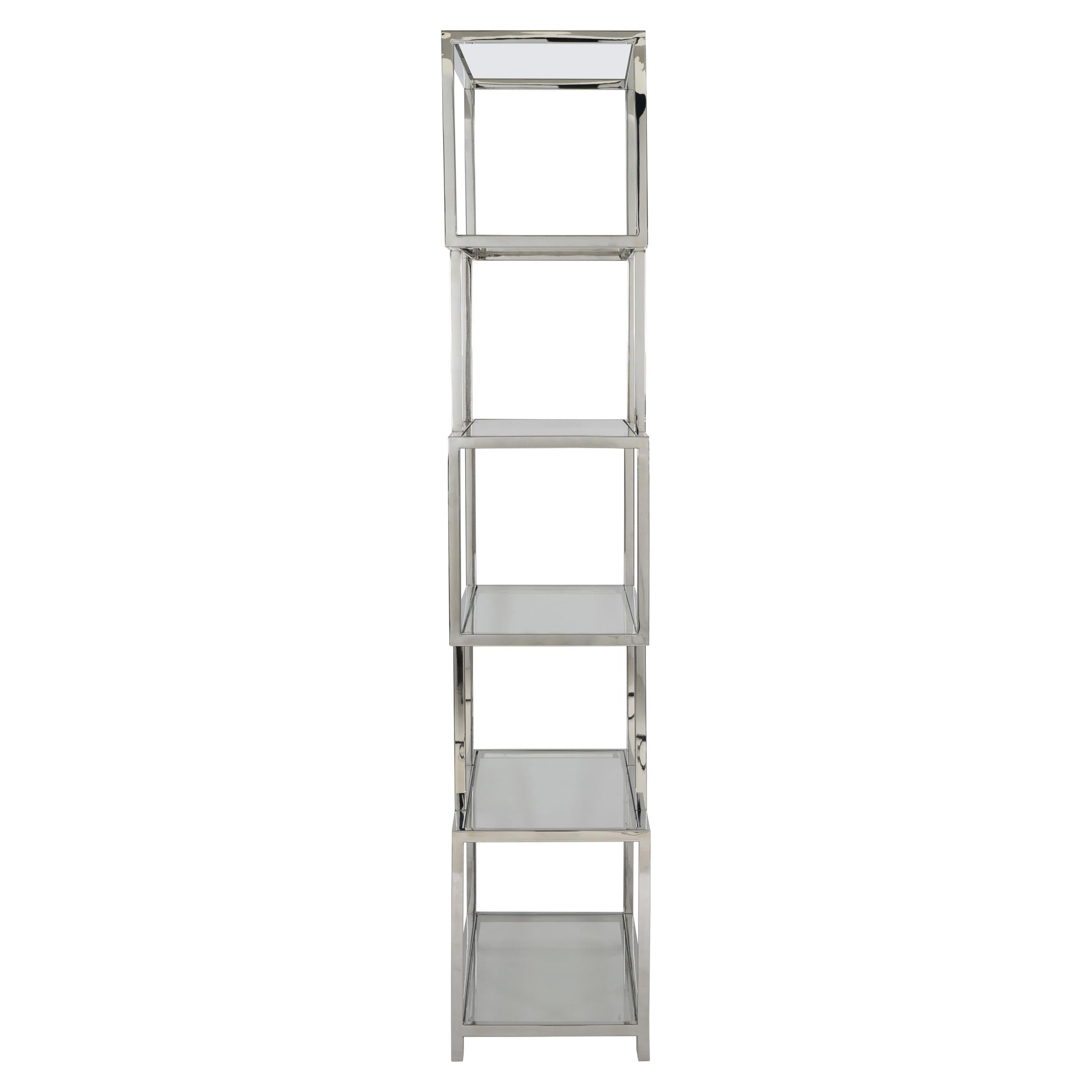 Kaley Polished Stainless Steel/Clear Etagere - Ornate Home