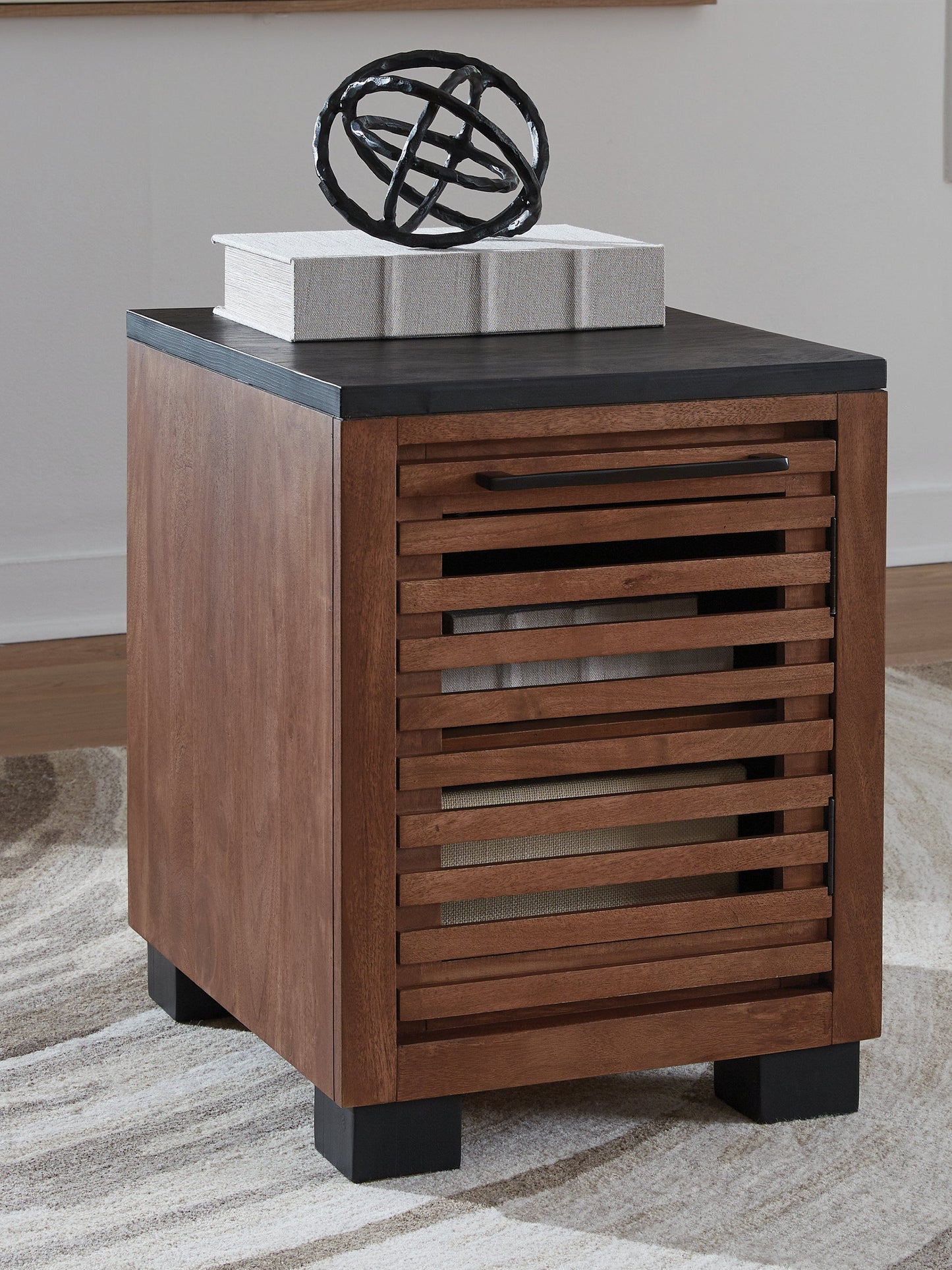 Kallari Warm Brown/Black Chair Side End Table- Viva Furn