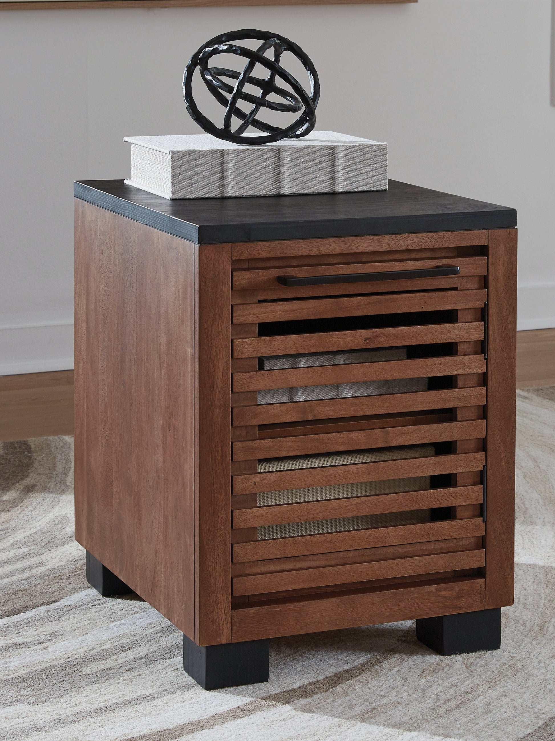 Kallari Warm Brown/Black Chair Side End Table- Viva Furn