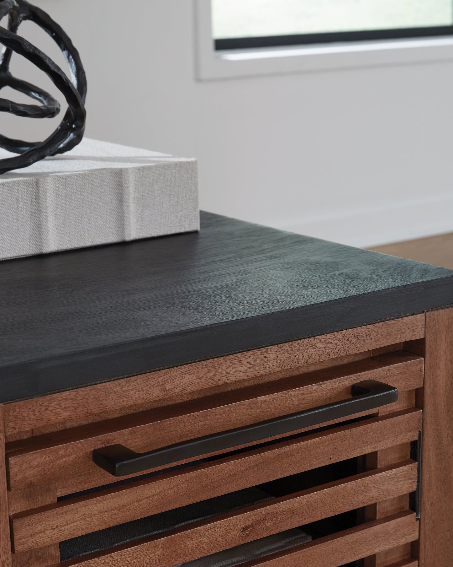 Kallari Warm Brown/Black Chair Side End Table- Viva Furn
