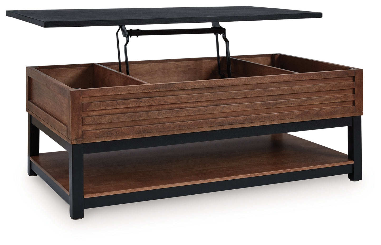 Kallari Warm Brown/Black Lift Top Cocktail Table- Viva Furn