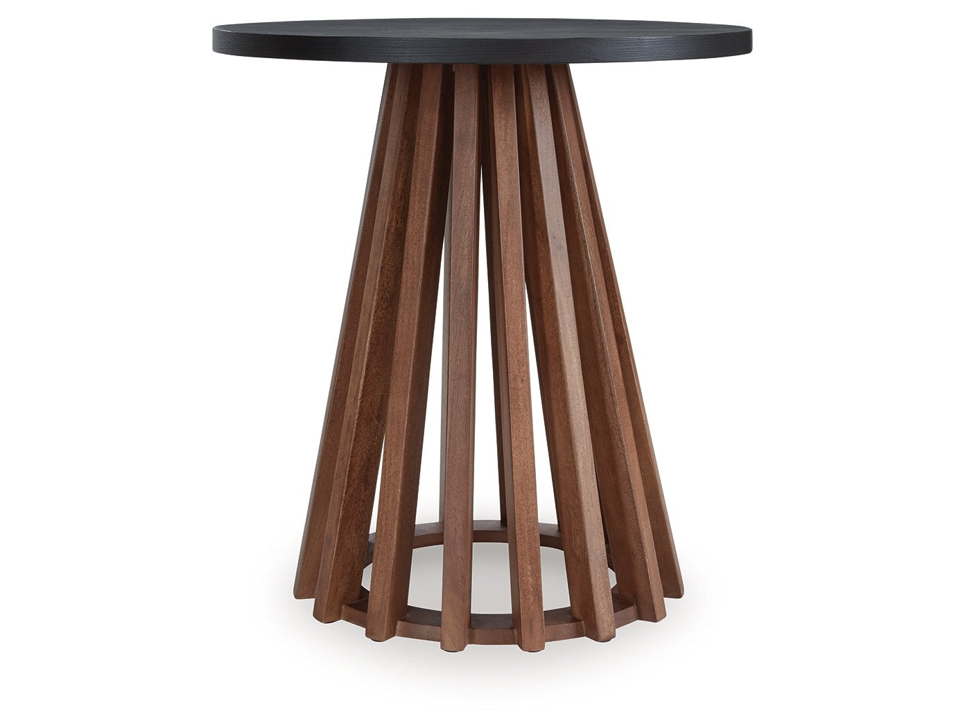 Kallari Warm Brown/Black Round End Table- Viva Furn