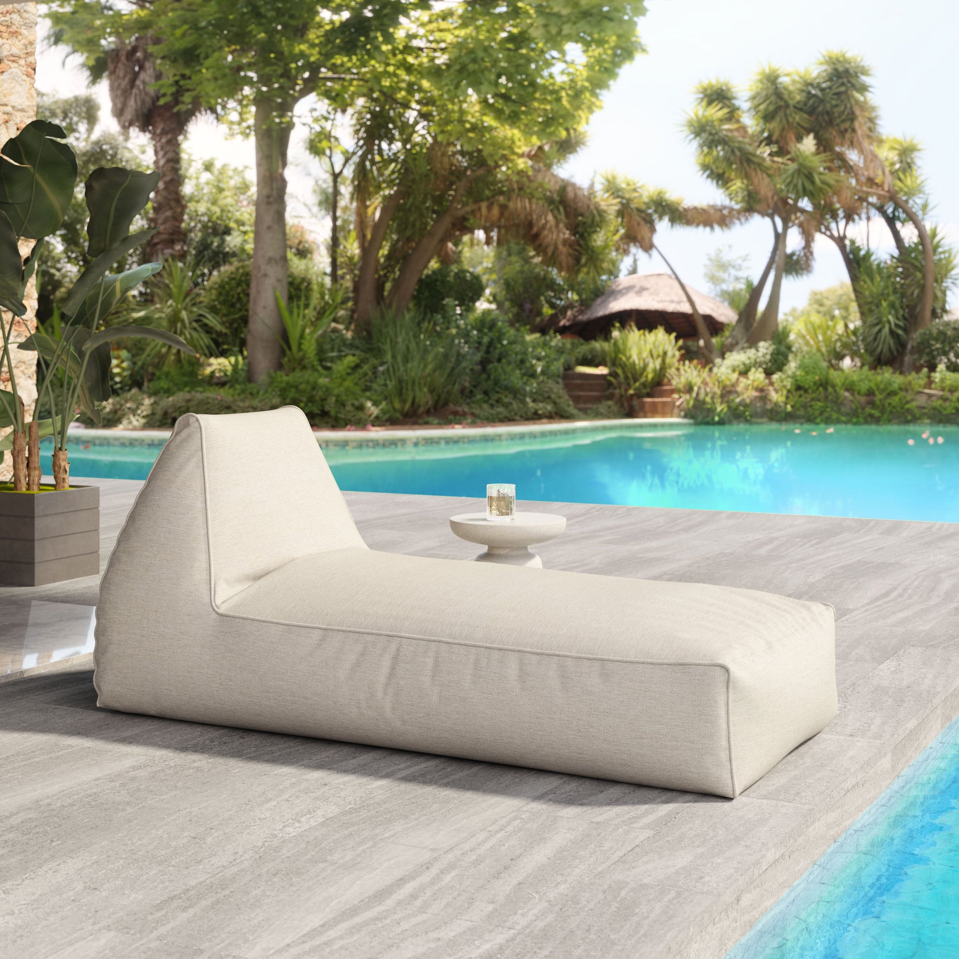 Kalm Beige Outdoor Chaise Lounge - Ornate Home