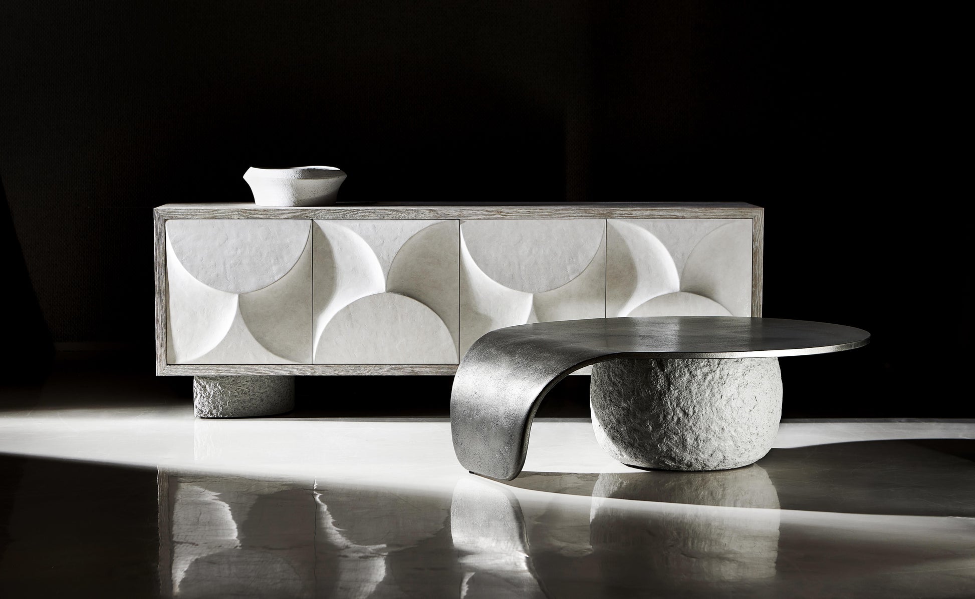 Kaori Sand Grey/Graphite Cocktail Table - Ornate Home