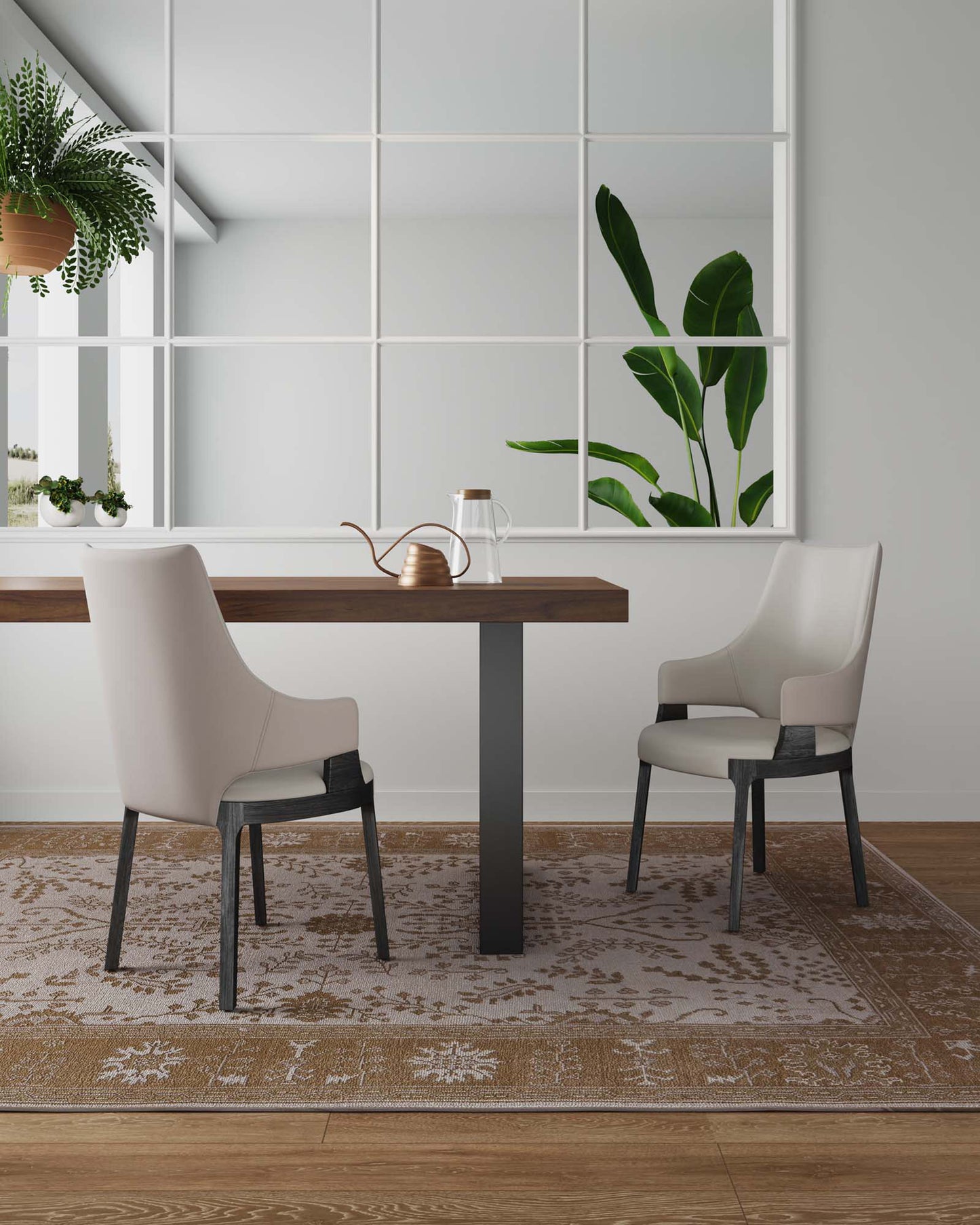 Kara Dining Arm Chair in Light Grey (set of 2) - Ornate Home