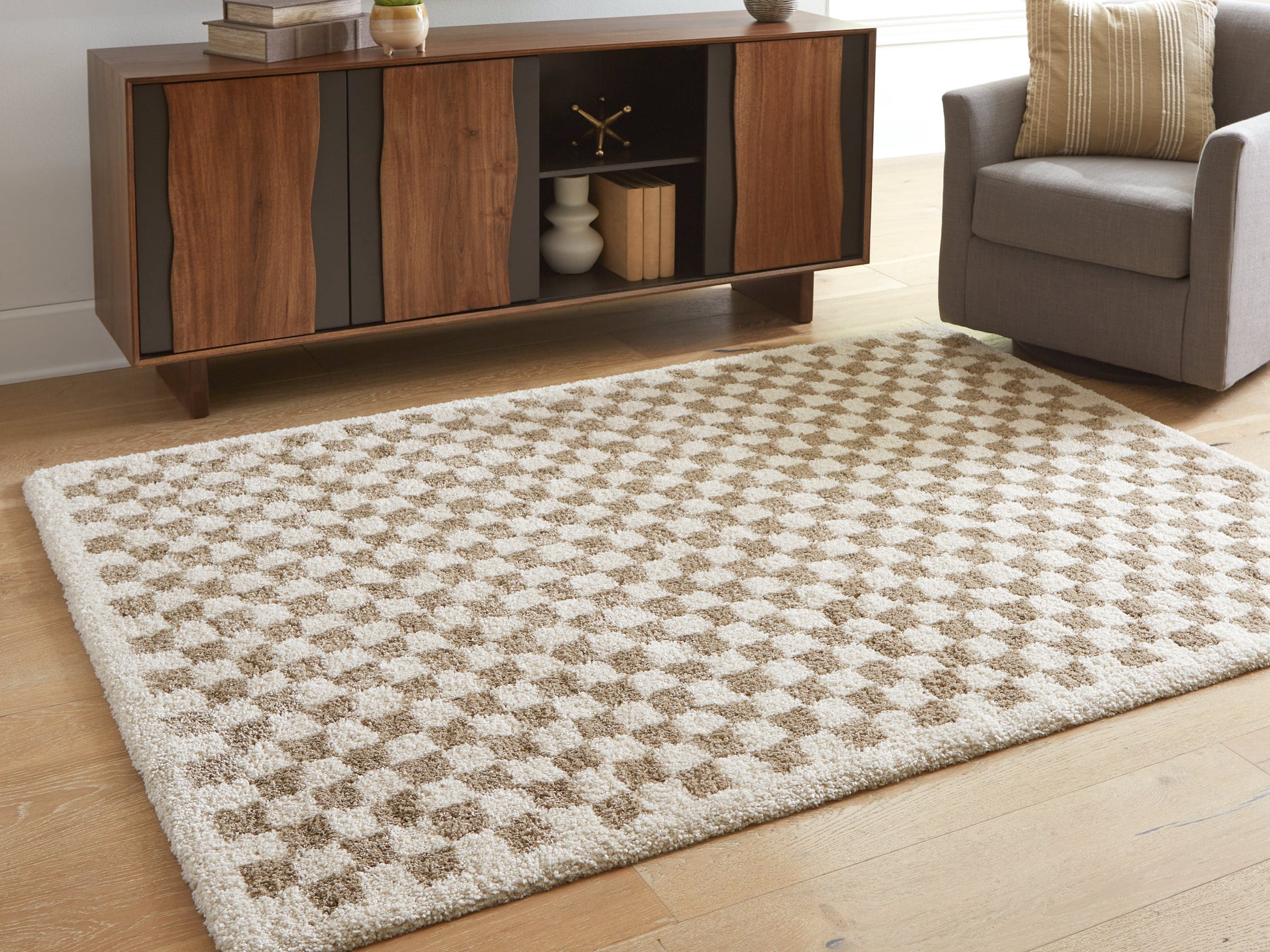 Karamen Taupe/Ivory Medium Rug- Viva Furn