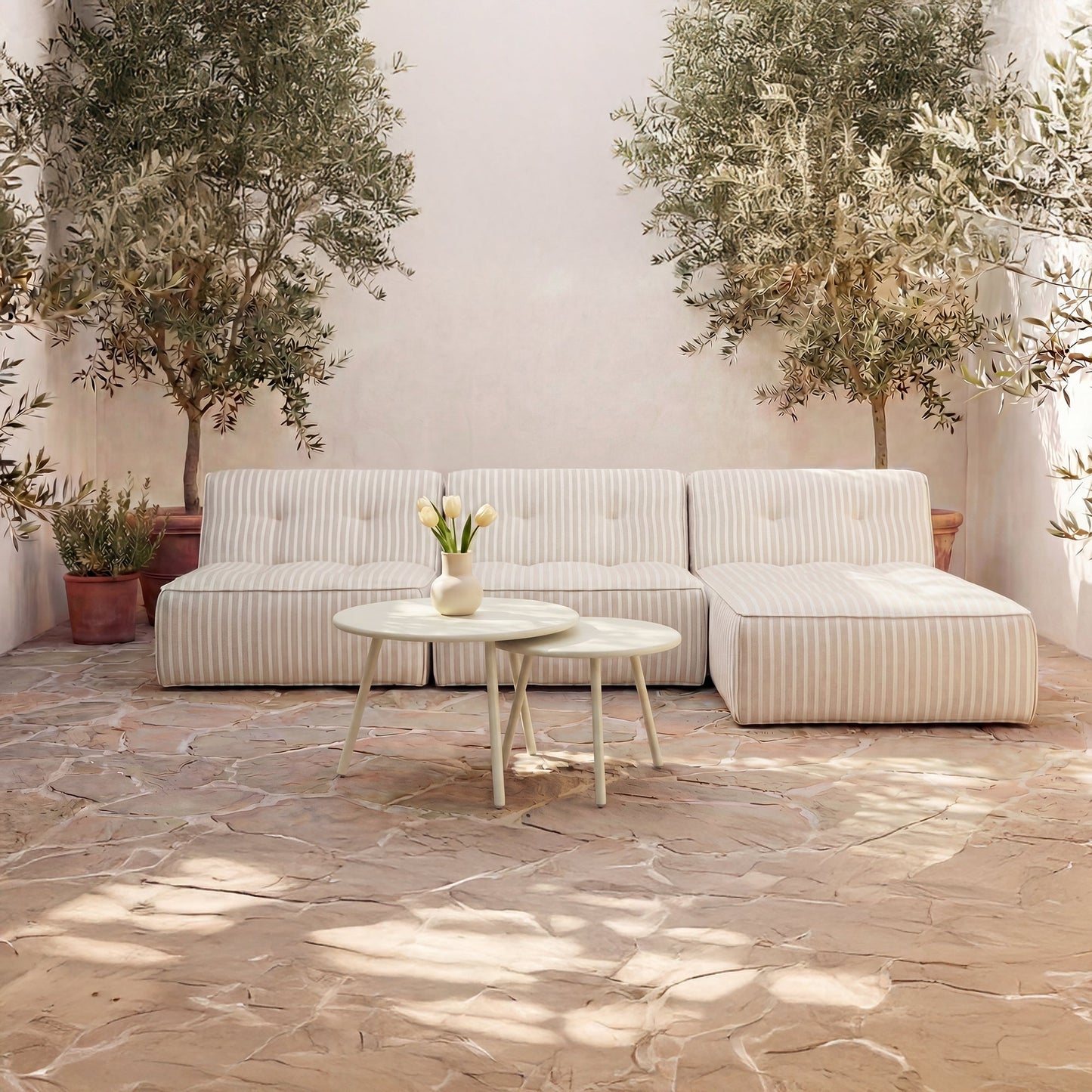 Kari Cream Outdoor Nesting Coffee Table - Ornate Home
