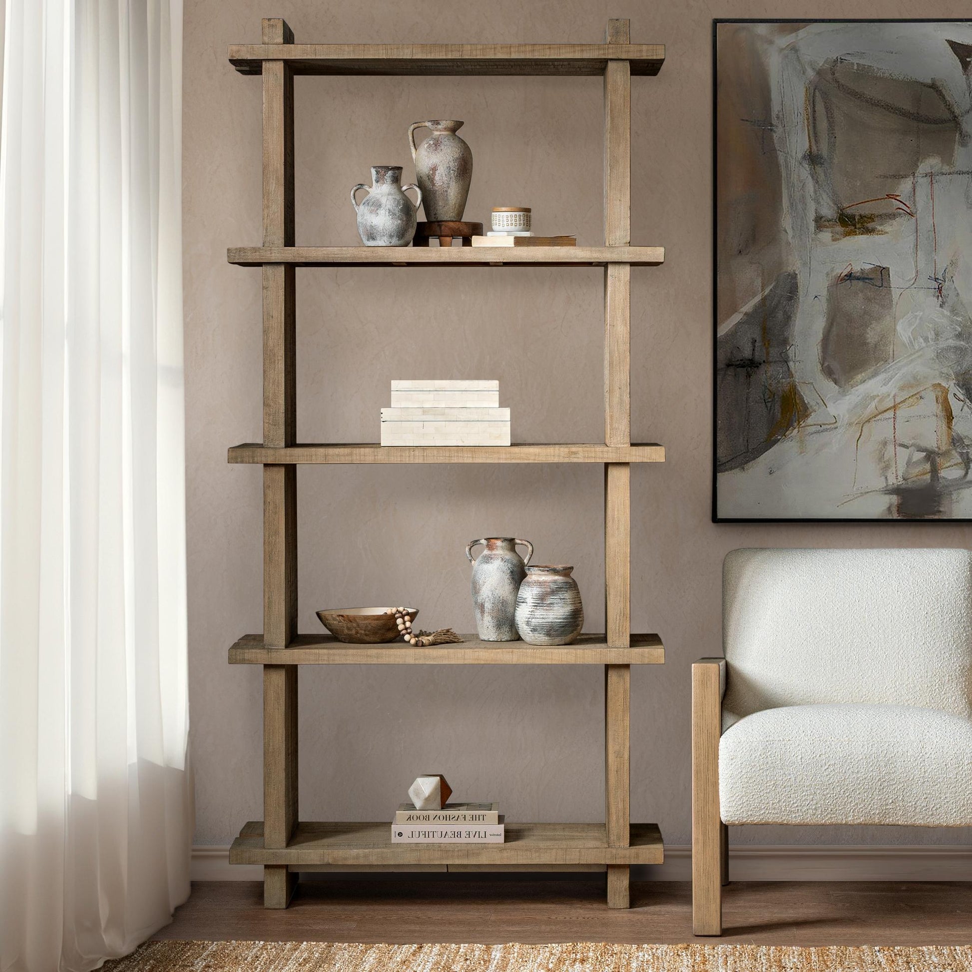Karlla Natural Clay Bookshelf - Ornate Home