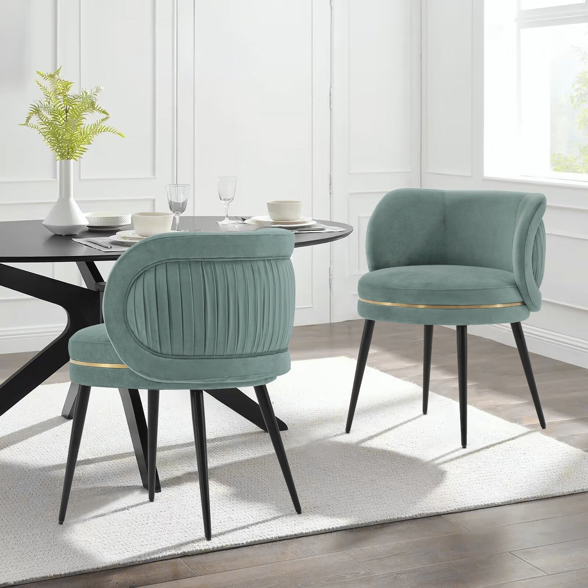 Kaya Dining Chair in Mint Green (set of 2) - Ornate Home