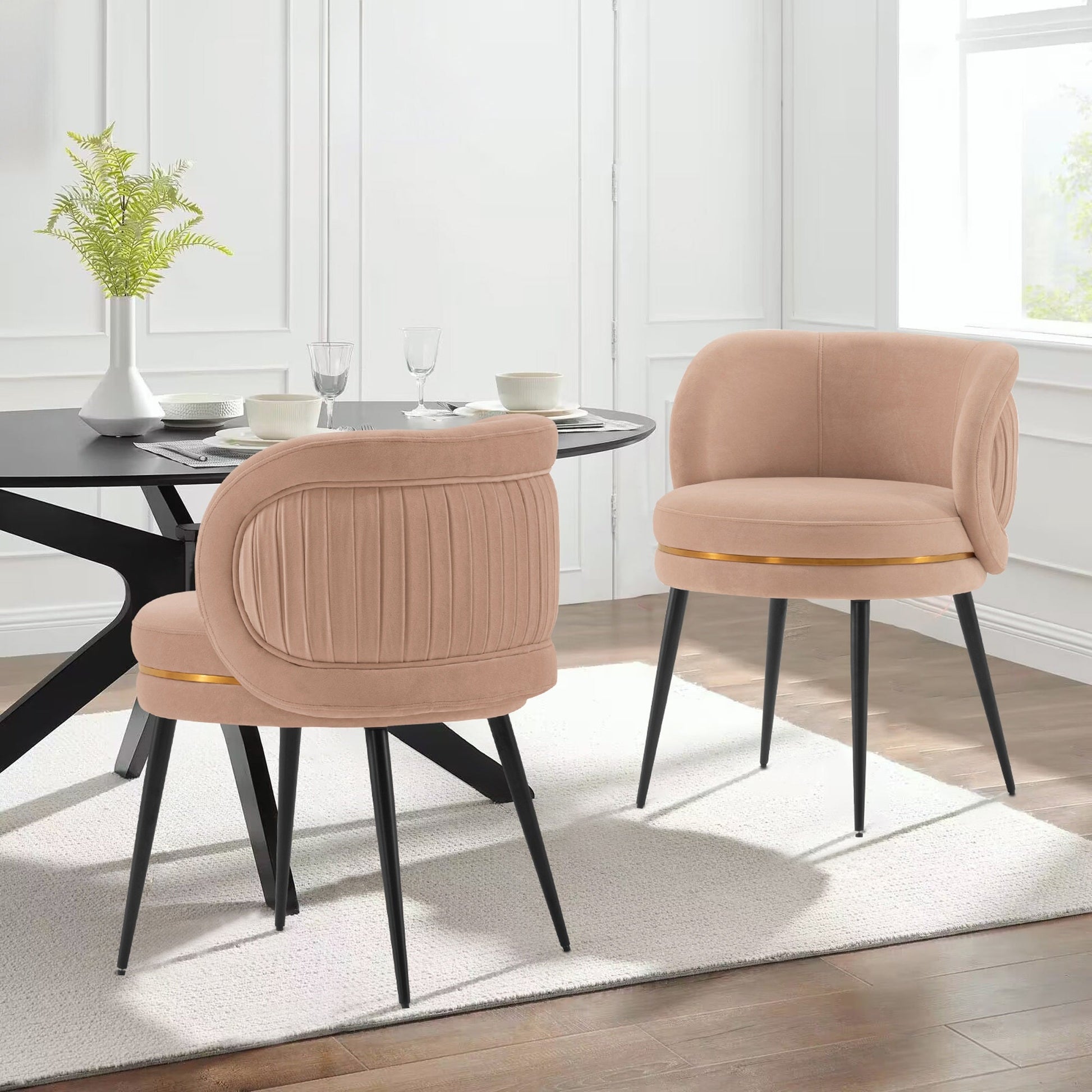 Kaya Dining Chair in Nude (set of 2) - Ornate Home
