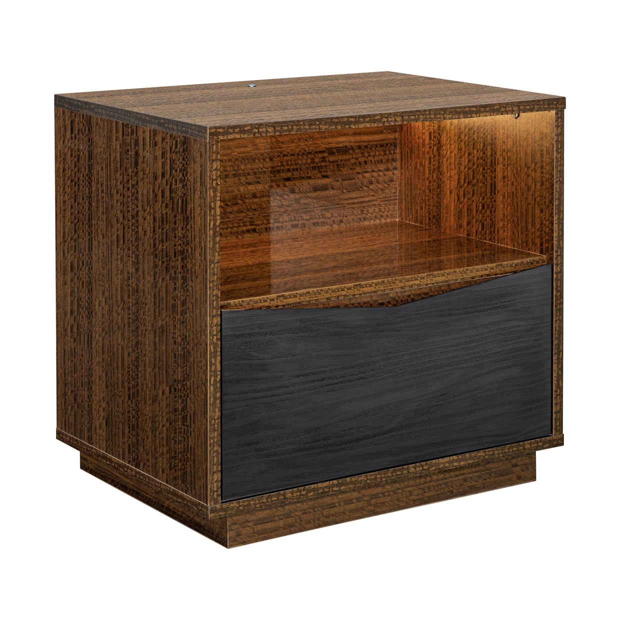 Kayner Charcoal 1-Drawer Nightstand with LED Lights - Ornate Home