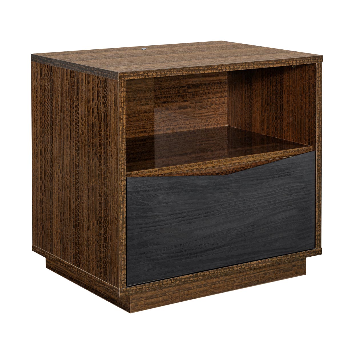 Kayner Charcoal 1-Drawer Nightstand with LED Lights - Ornate Home
