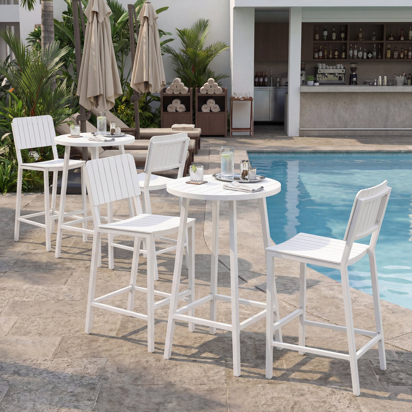 Kayu White Outdoor Barstool - Ornate Home