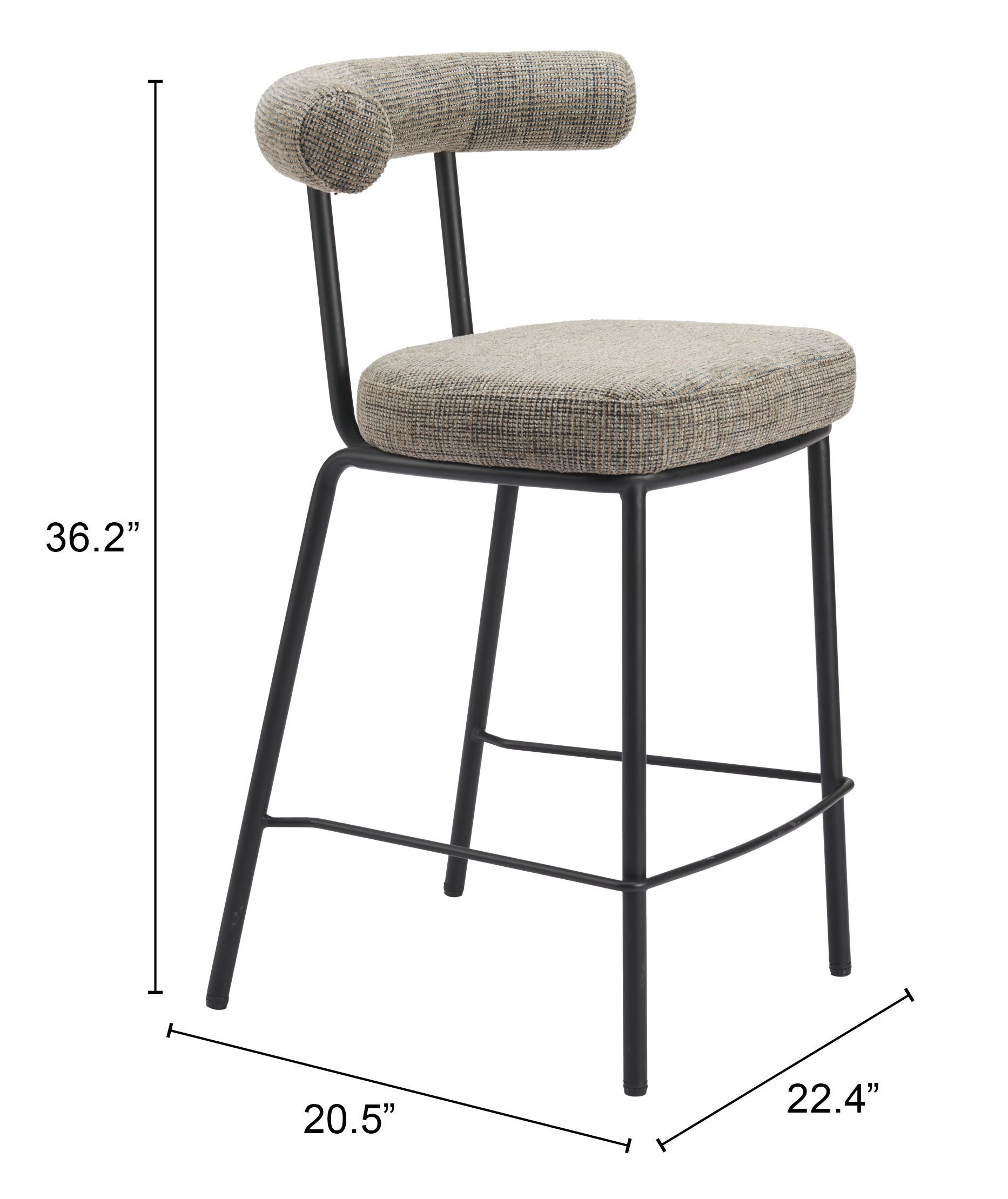 Kede Green Tweed Counter Stool - Ornate Home