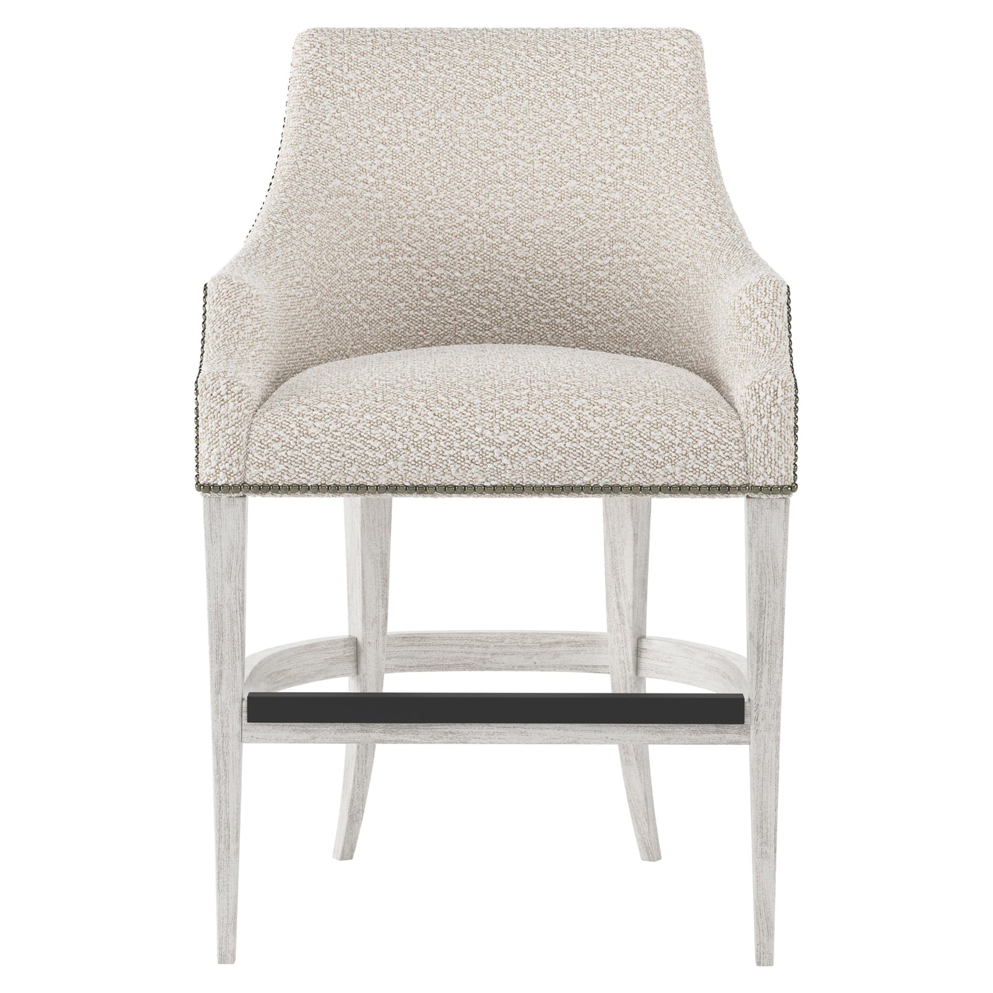 Keeley Glacier White/White/Cream Fabric Counter Stool - Ornate Home