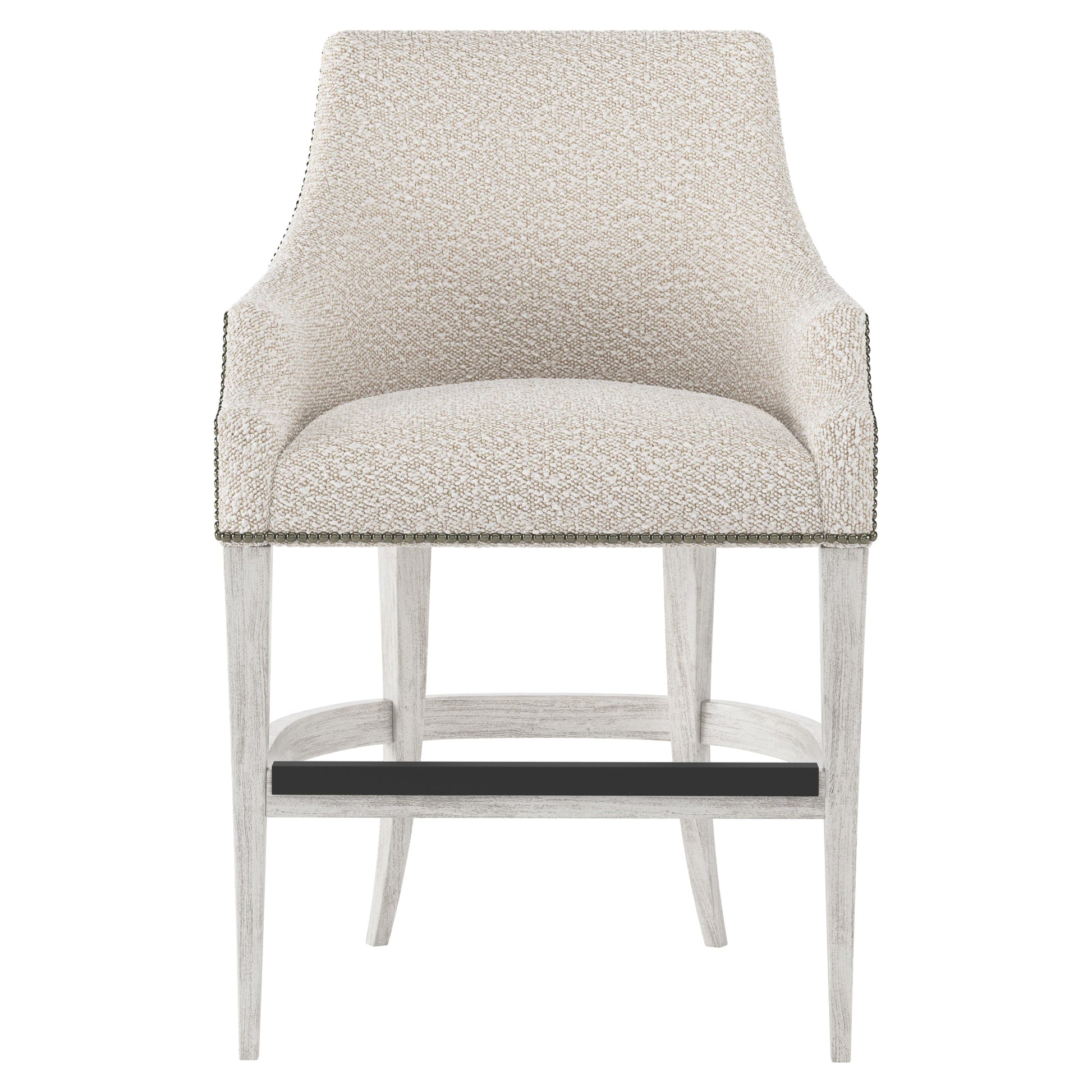 Keeley Glacier White/White/Cream Fabric Counter Stool - Ornate Home