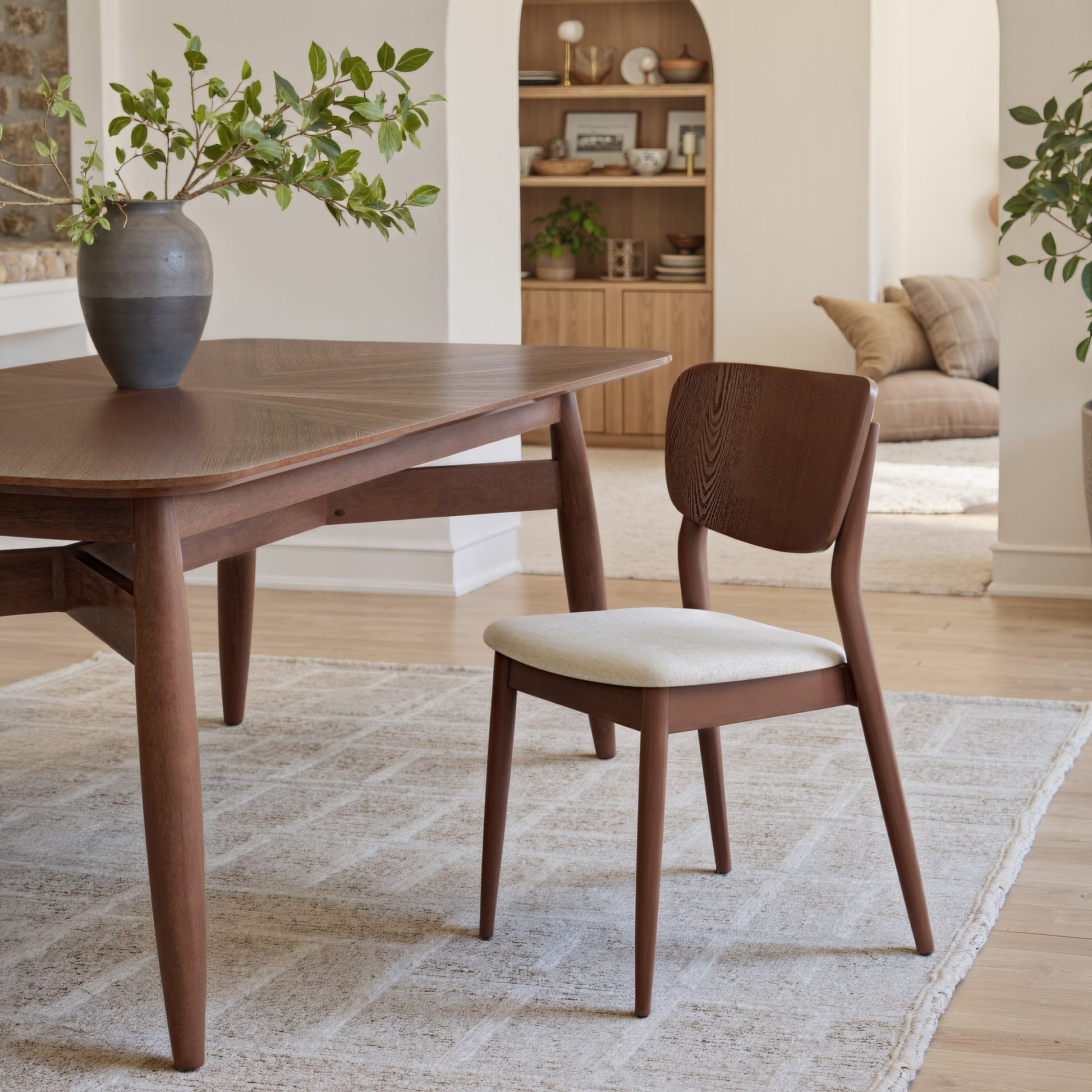 Kellua Beige & Walnut Dining Chair (Set of 2) - Ornate Home