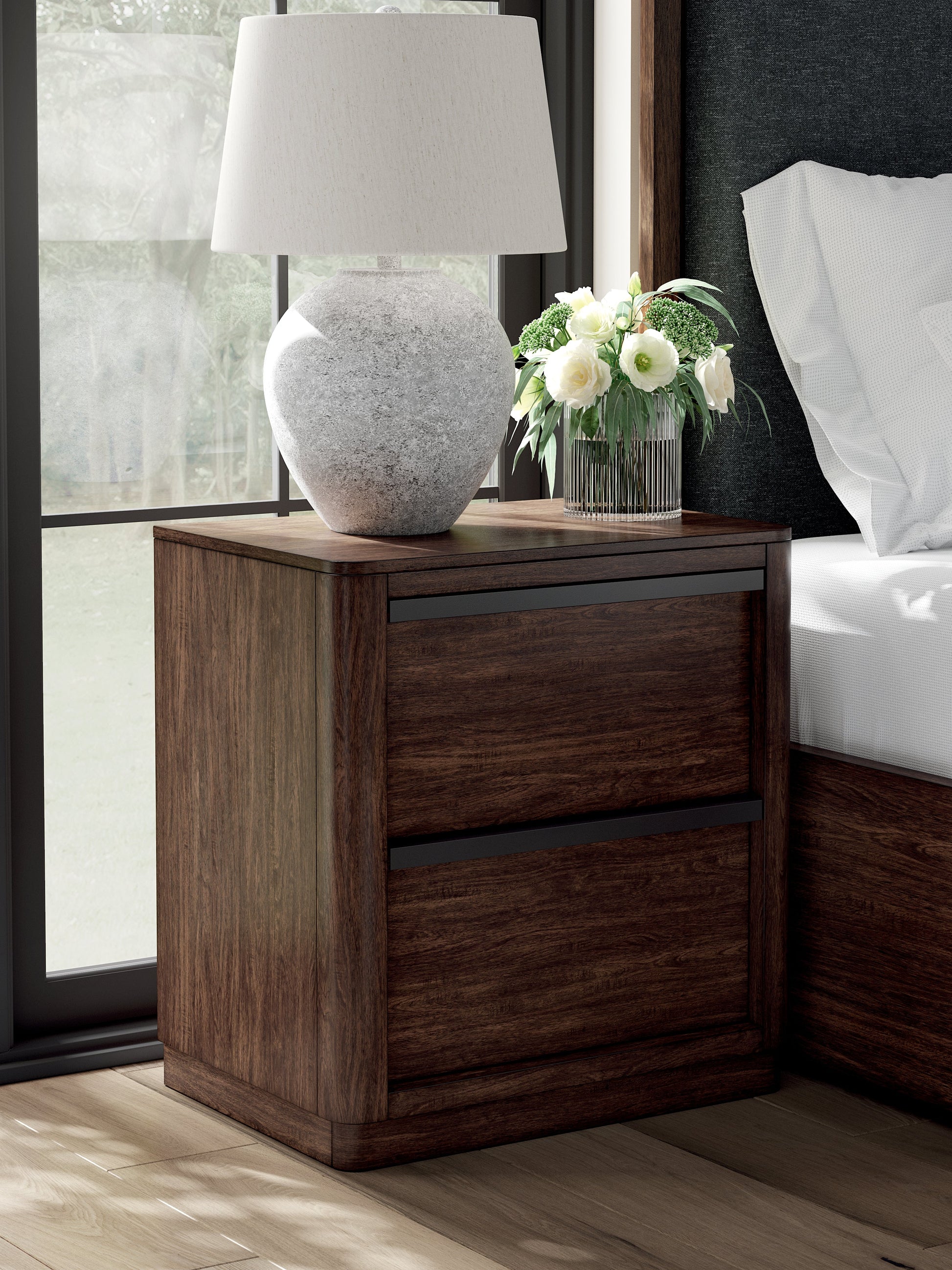 Kendamor Dark Brown Nightstand- Viva Furn