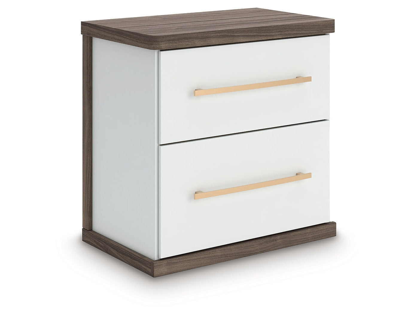 Kendanport Brown/White Two Drawer Night Stand- Viva Furn