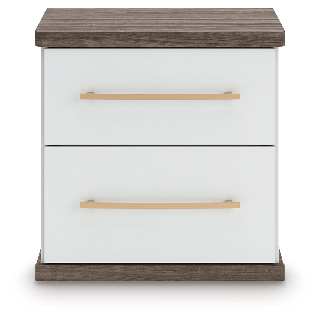Kendanport Brown/White Two Drawer Night Stand- Viva Furn