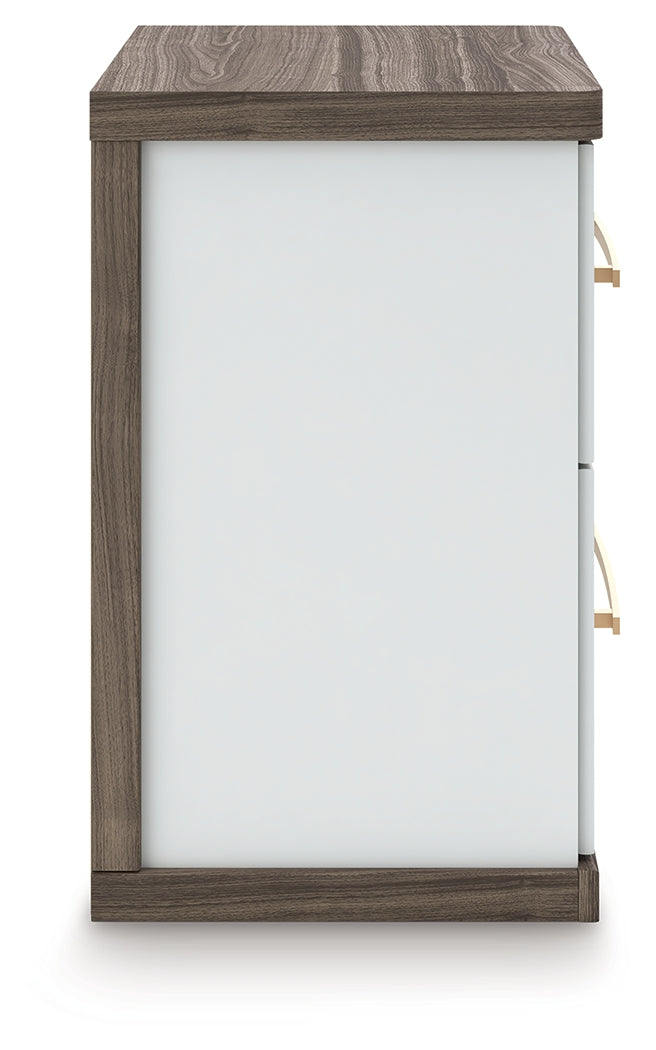 Kendanport Brown/White Two Drawer Night Stand- Viva Furn