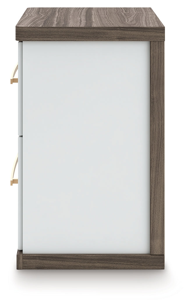 Kendanport Brown/White Two Drawer Night Stand- Viva Furn