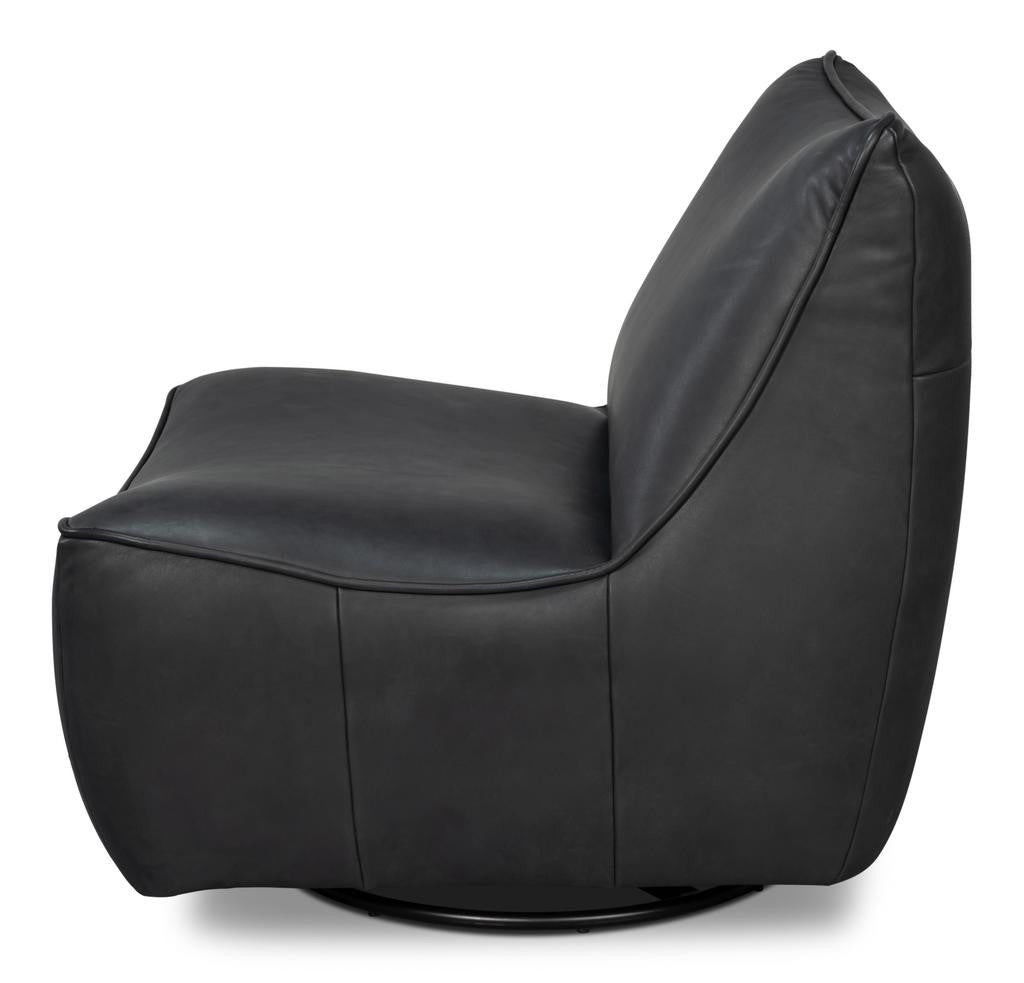 Kennett Black Swivel Chair - Ornate Home