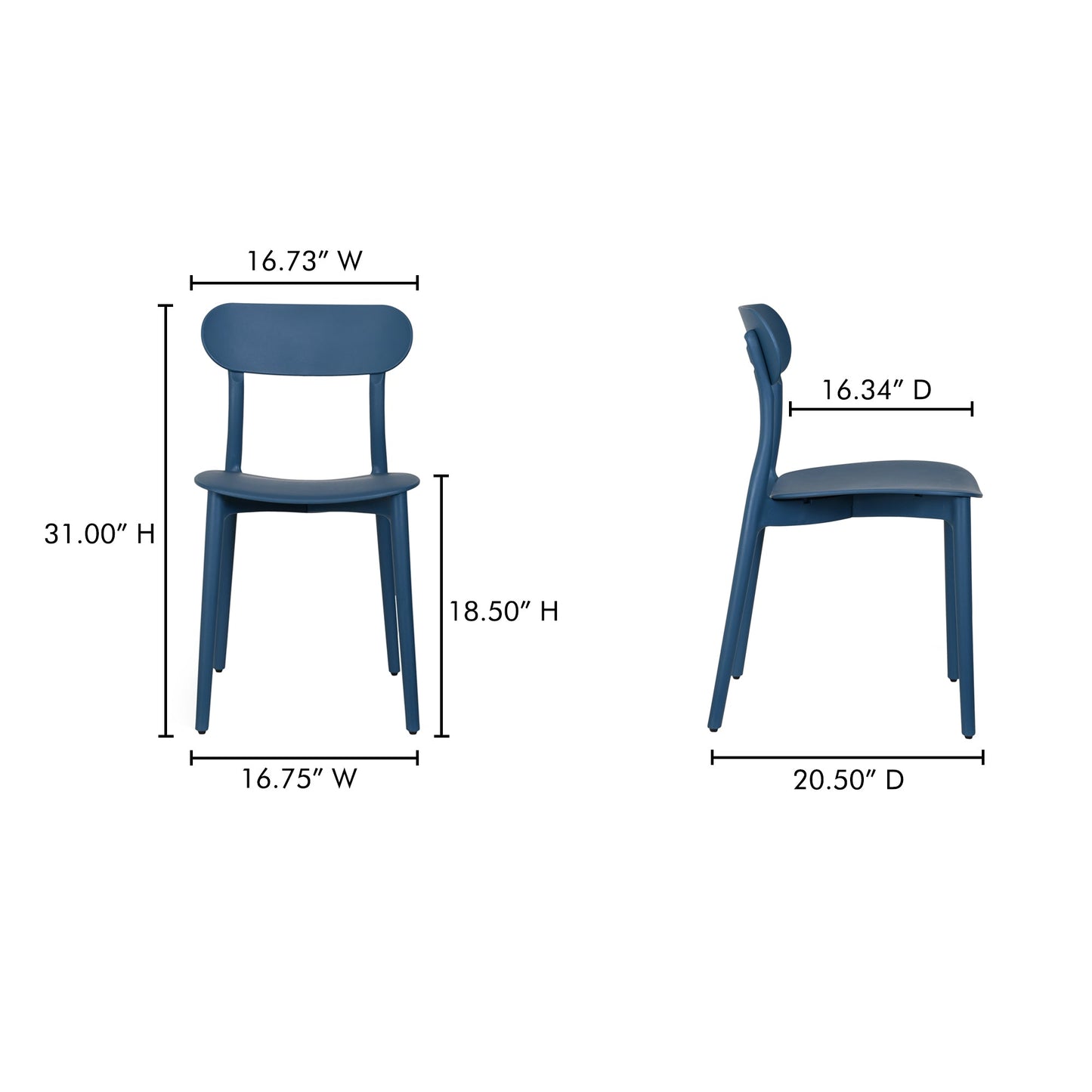 Kent Navy Outdoor Dining Chair (Set of 2) - Ornate Home
