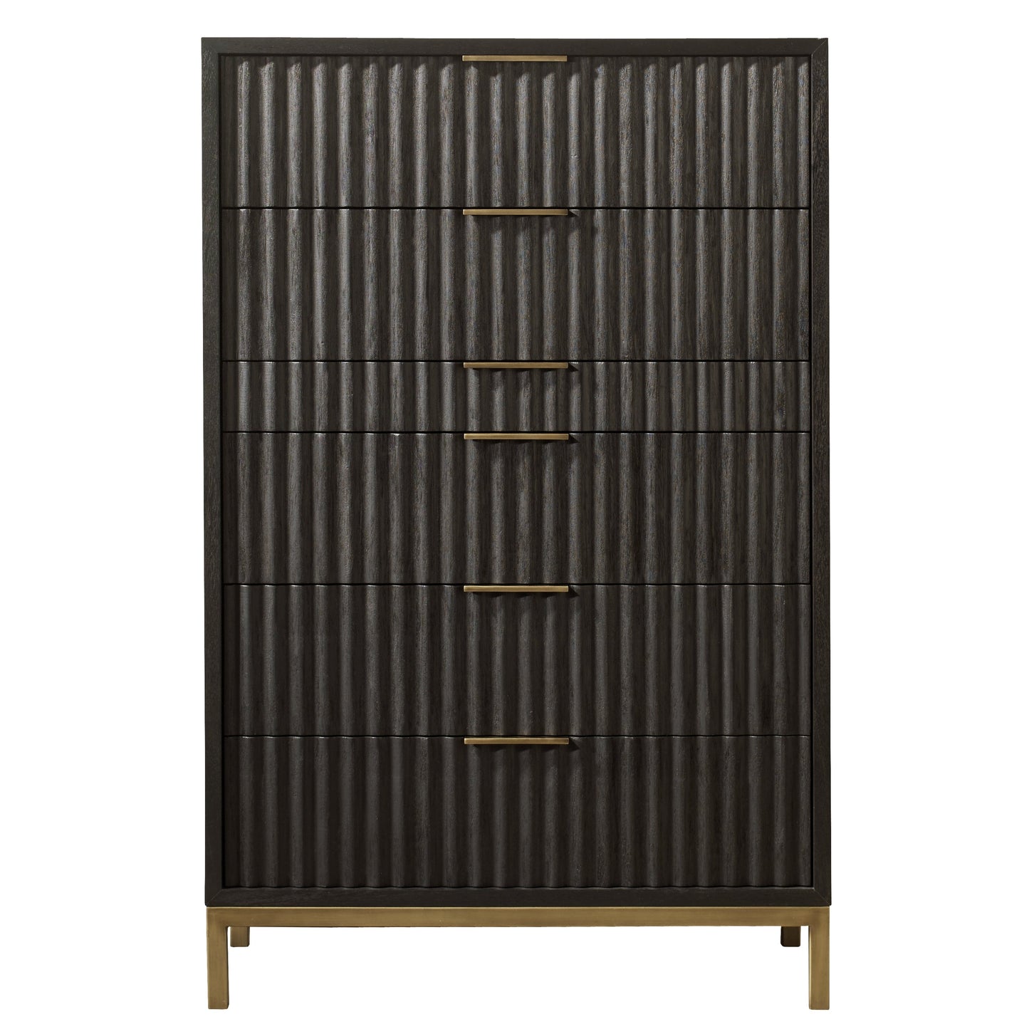 Kentfield Solid Wood Six Drawer Chest in Black Drifted Oak - Ornate Home