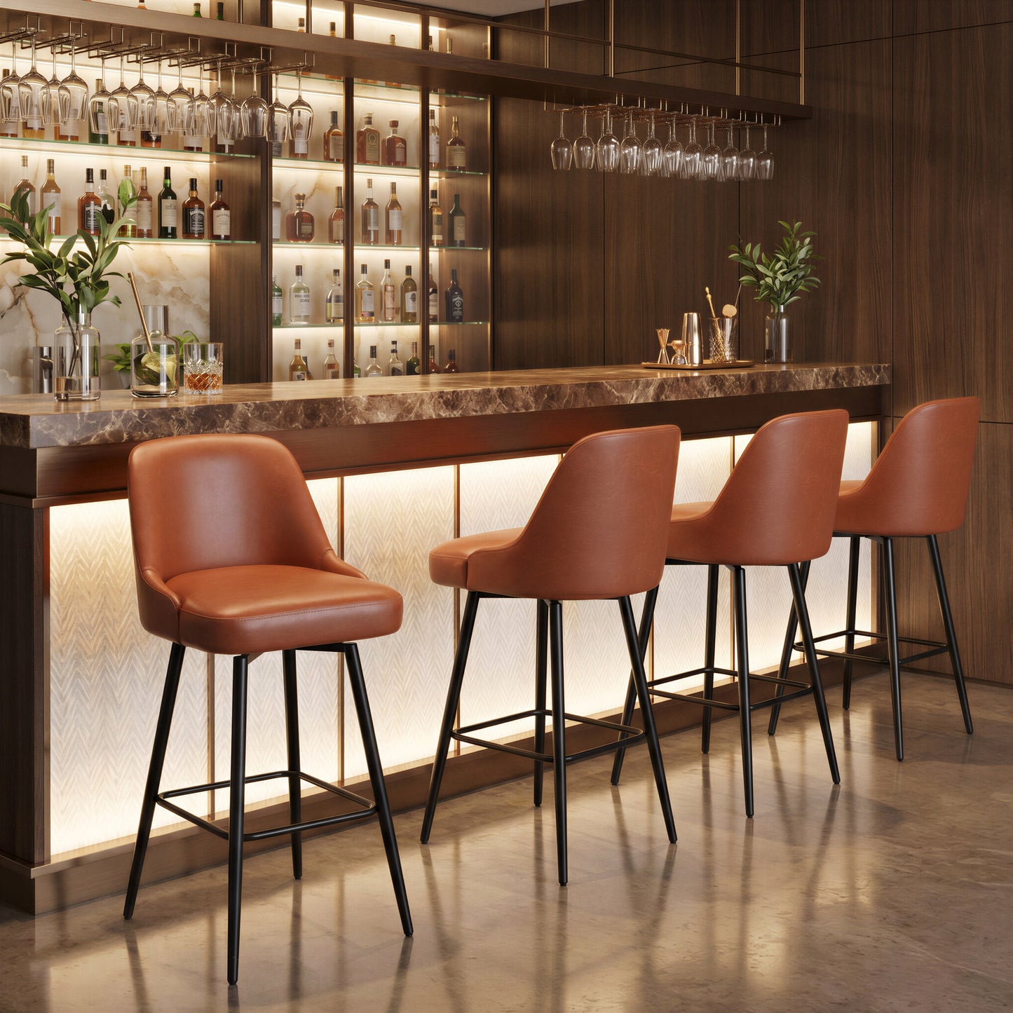 Keppel Brown Swivel Barstool - Ornate Home