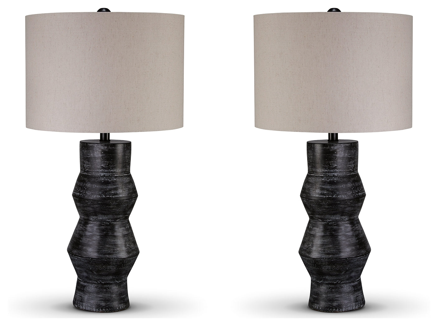 Kerbert Distressed Black 2-Piece Lamp Set- Viva Furn
