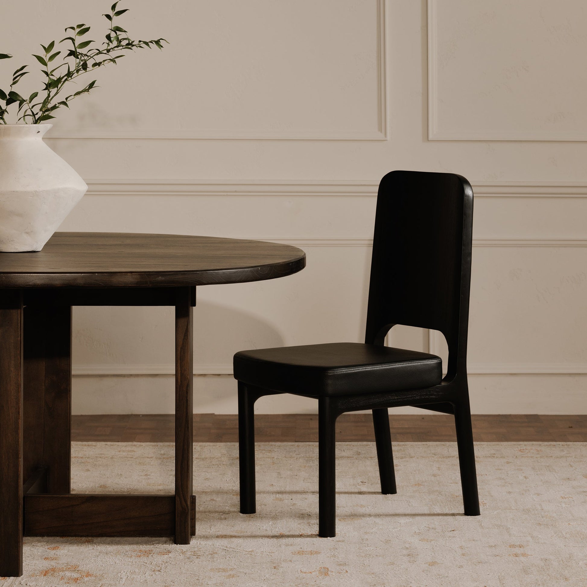 Kerr Black Dining Chair Vegan Leather (Set of 2) - Ornate Home