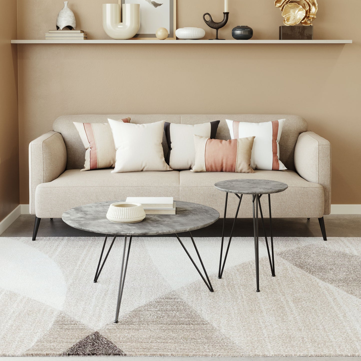 Kerris Gray & Black Coffee Table Set (2-Piece) - Ornate Home