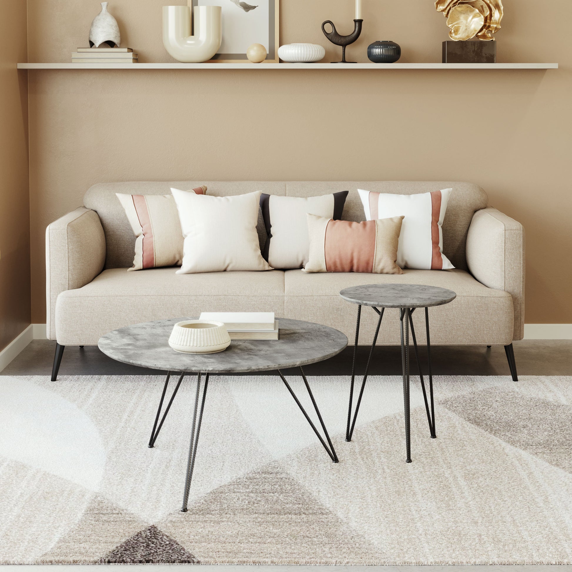 Kerris Gray & Black Coffee Table Set (2-Piece) - Ornate Home