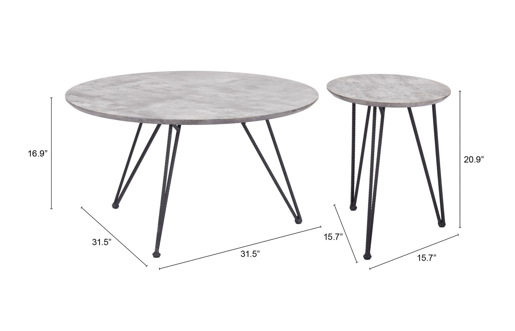 Kerris Gray & Black Coffee Table Set (2-Piece) - Ornate Home