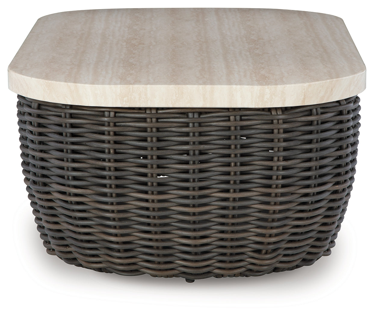 Kimora Beige/Dark Brown Outdoor Coffee Table- Viva Furn