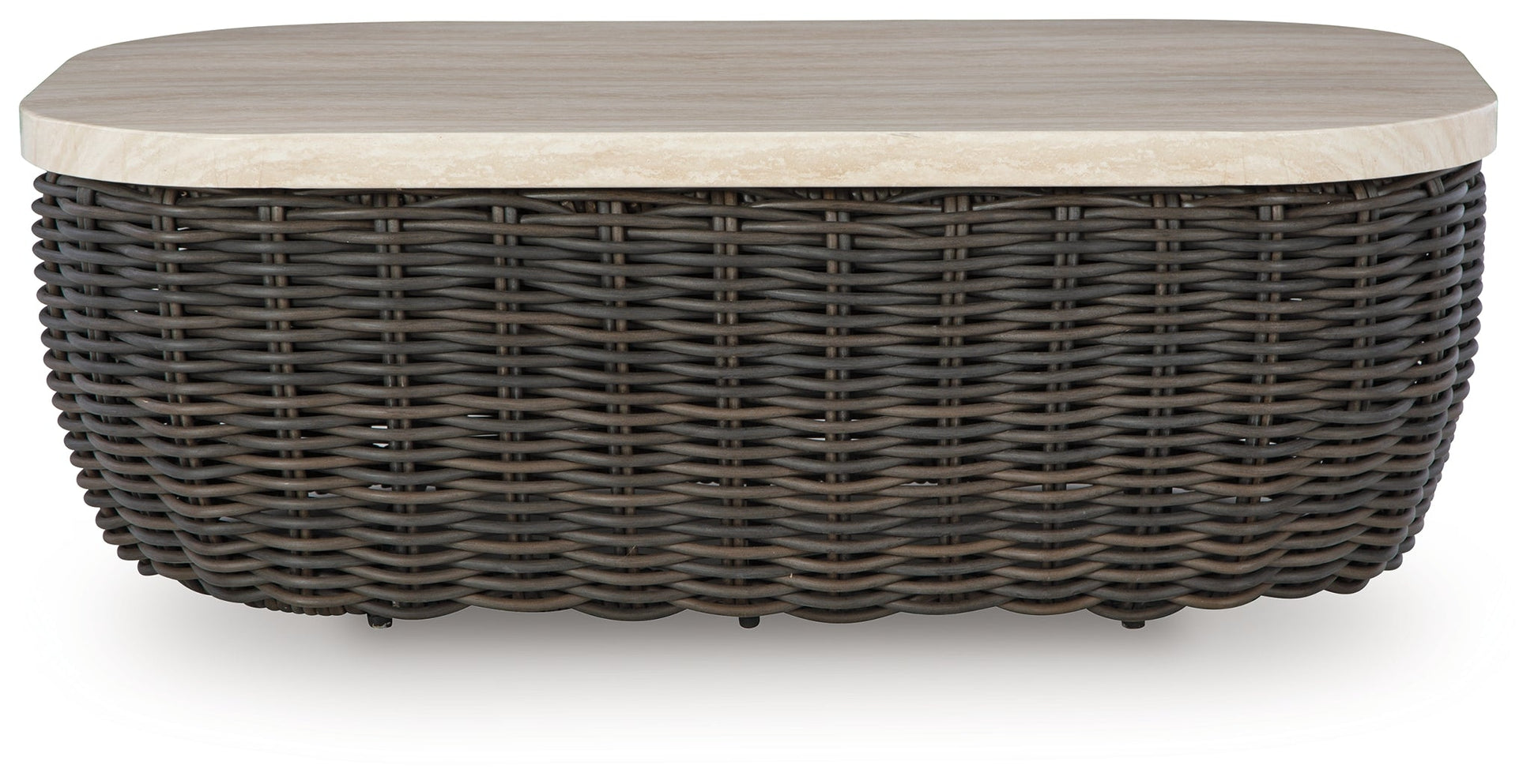 Kimora Beige/Dark Brown Outdoor Coffee Table- Viva Furn
