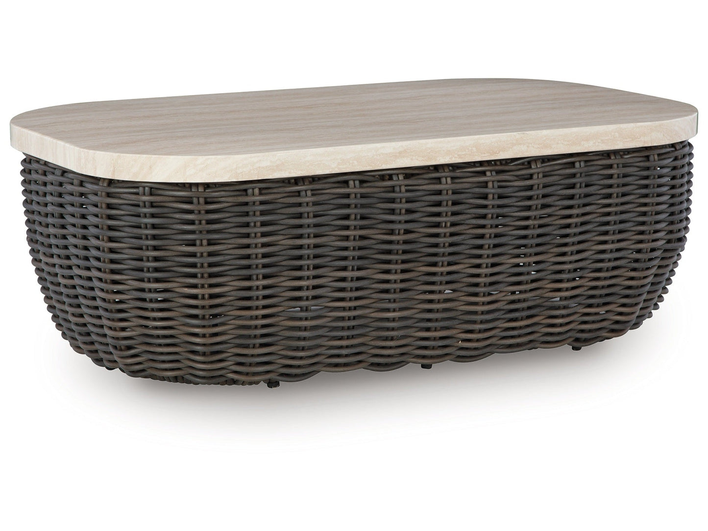 Kimora Beige/Dark Brown Outdoor Coffee Table- Viva Furn