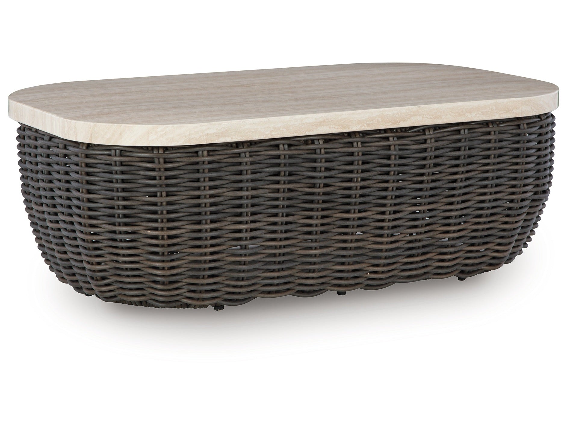 Kimora Beige/Dark Brown Outdoor Coffee Table- Viva Furn