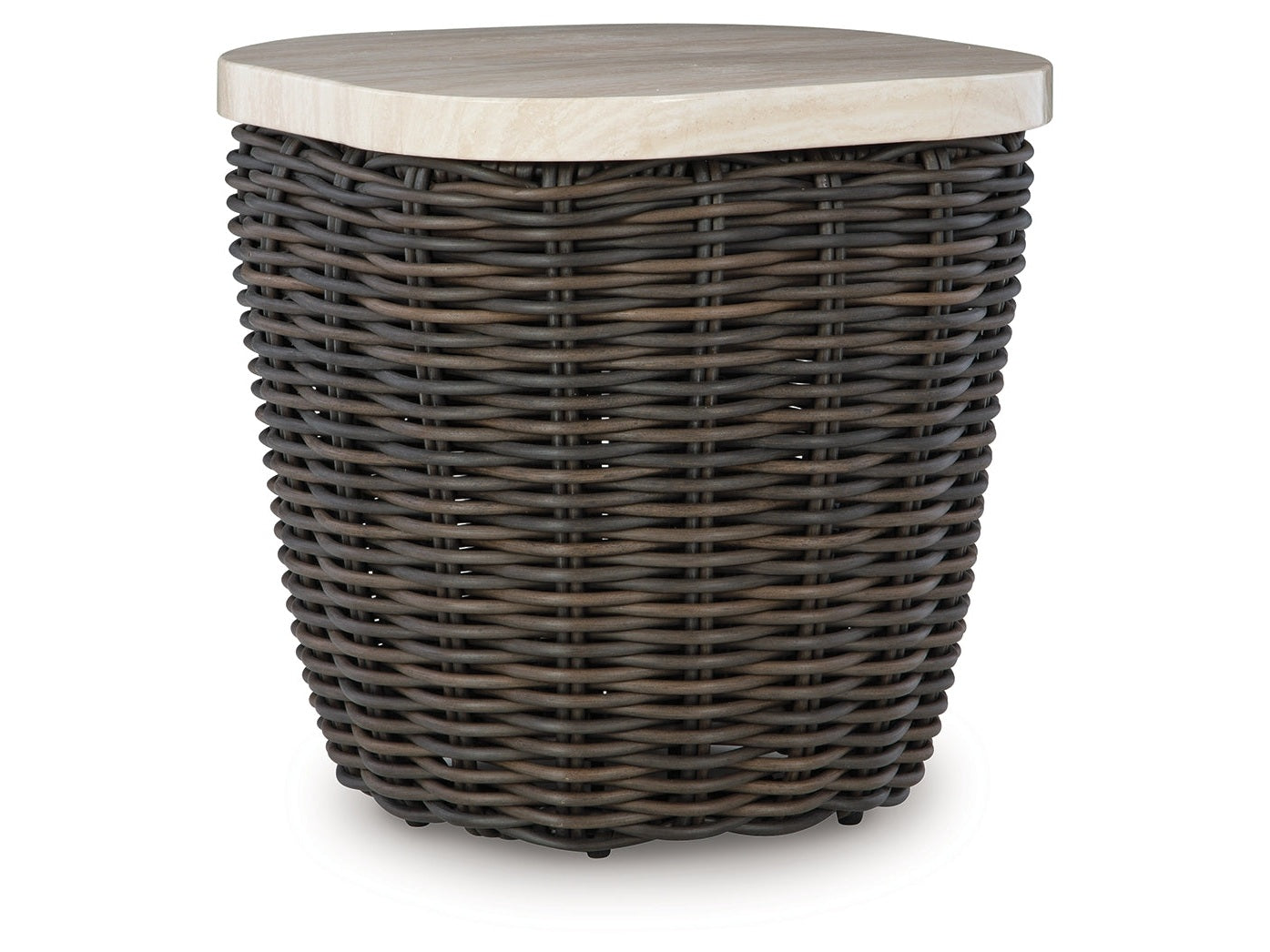 Kimora Beige/Dark Brown Outdoor End Table- Viva Furn