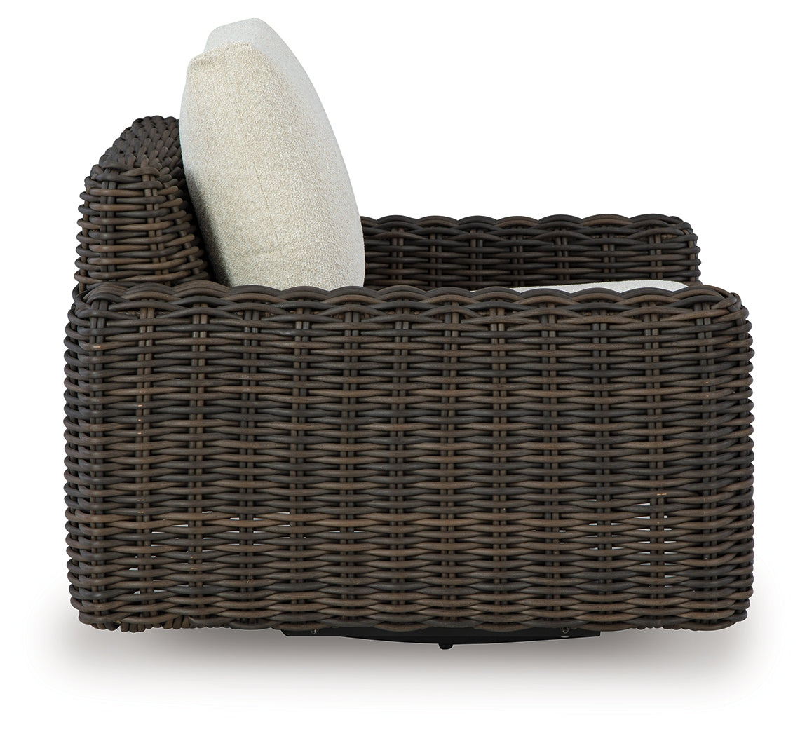 Kimora Beige/Dark Brown Outdoor Swivel Lounge Chair - Ornate Home
